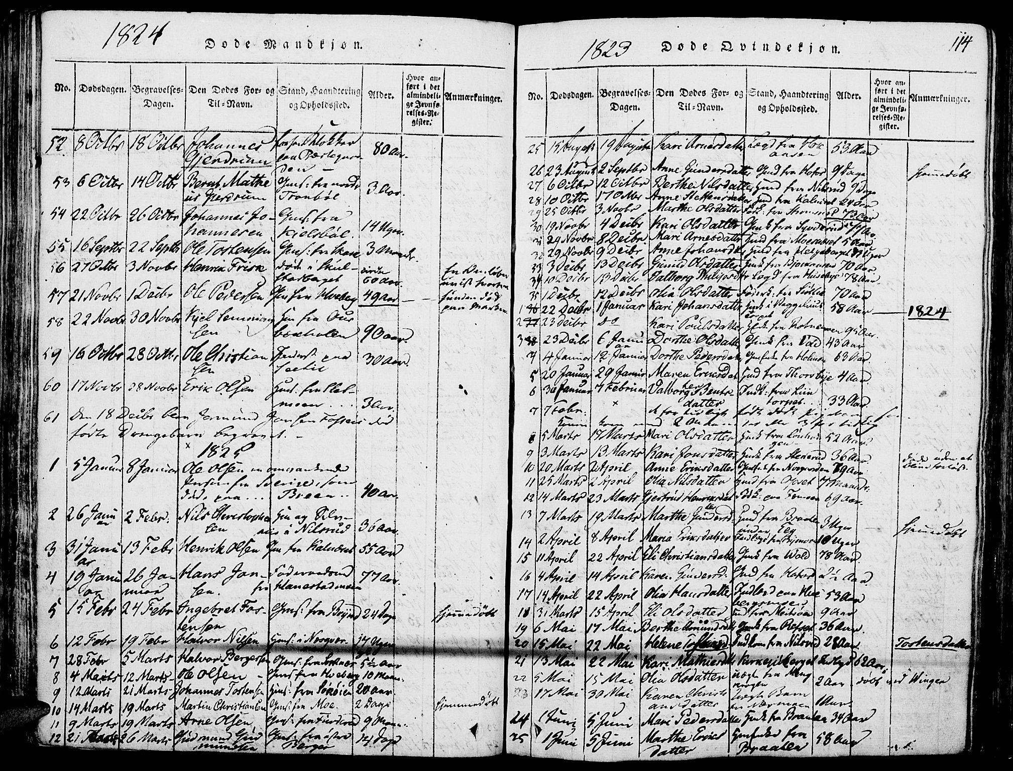 Grue prestekontor, SAH/PREST-036/H/Ha/Haa/L0006: Parish register (official) no. 6, 1814-1830, p. 114