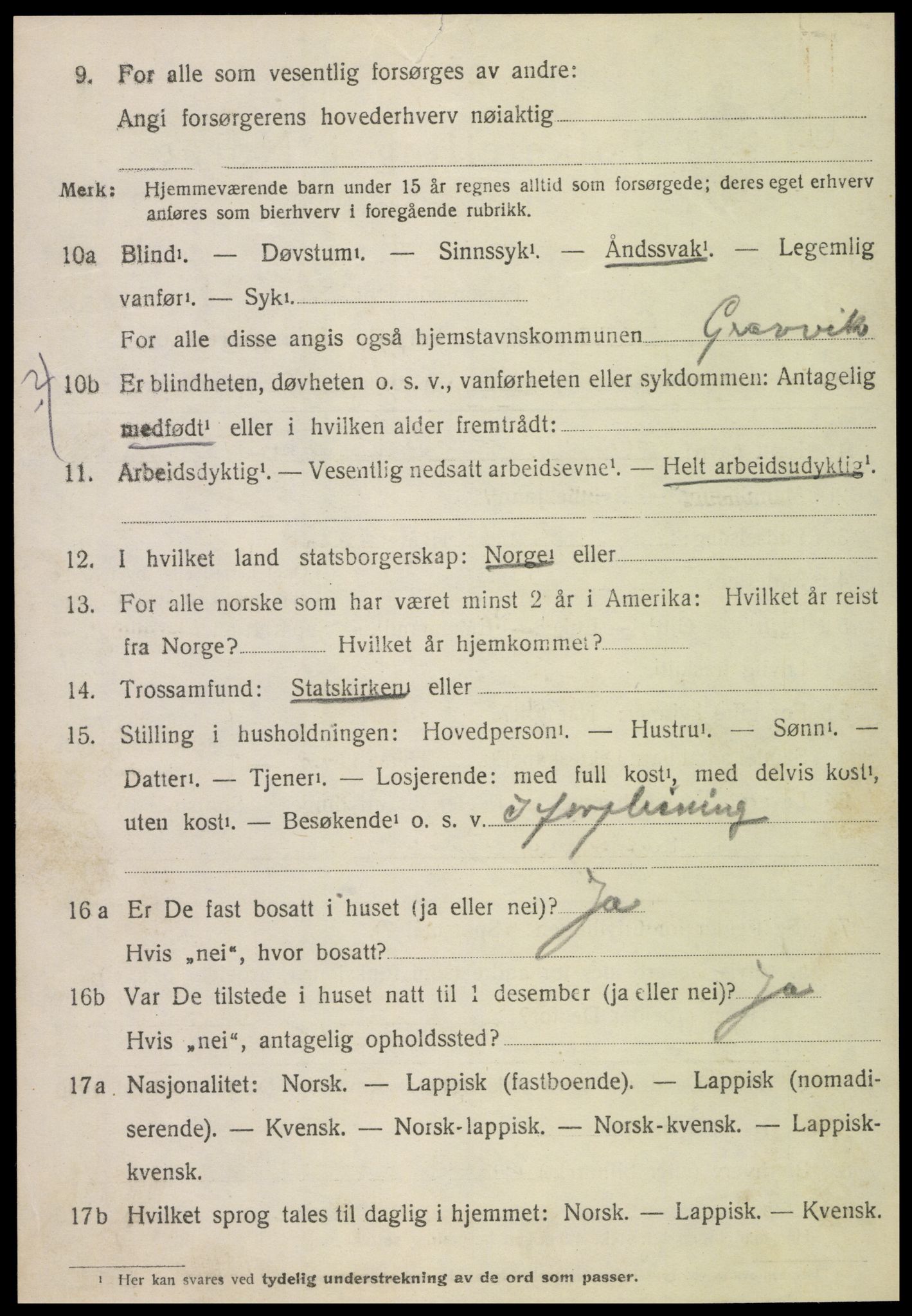 SAT, 1920 census for Gravvik, 1920, p. 733