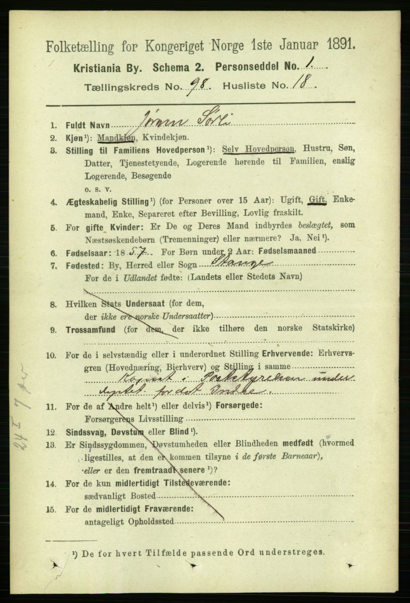 RA, 1891 census for 0301 Kristiania, 1891, p. 48233