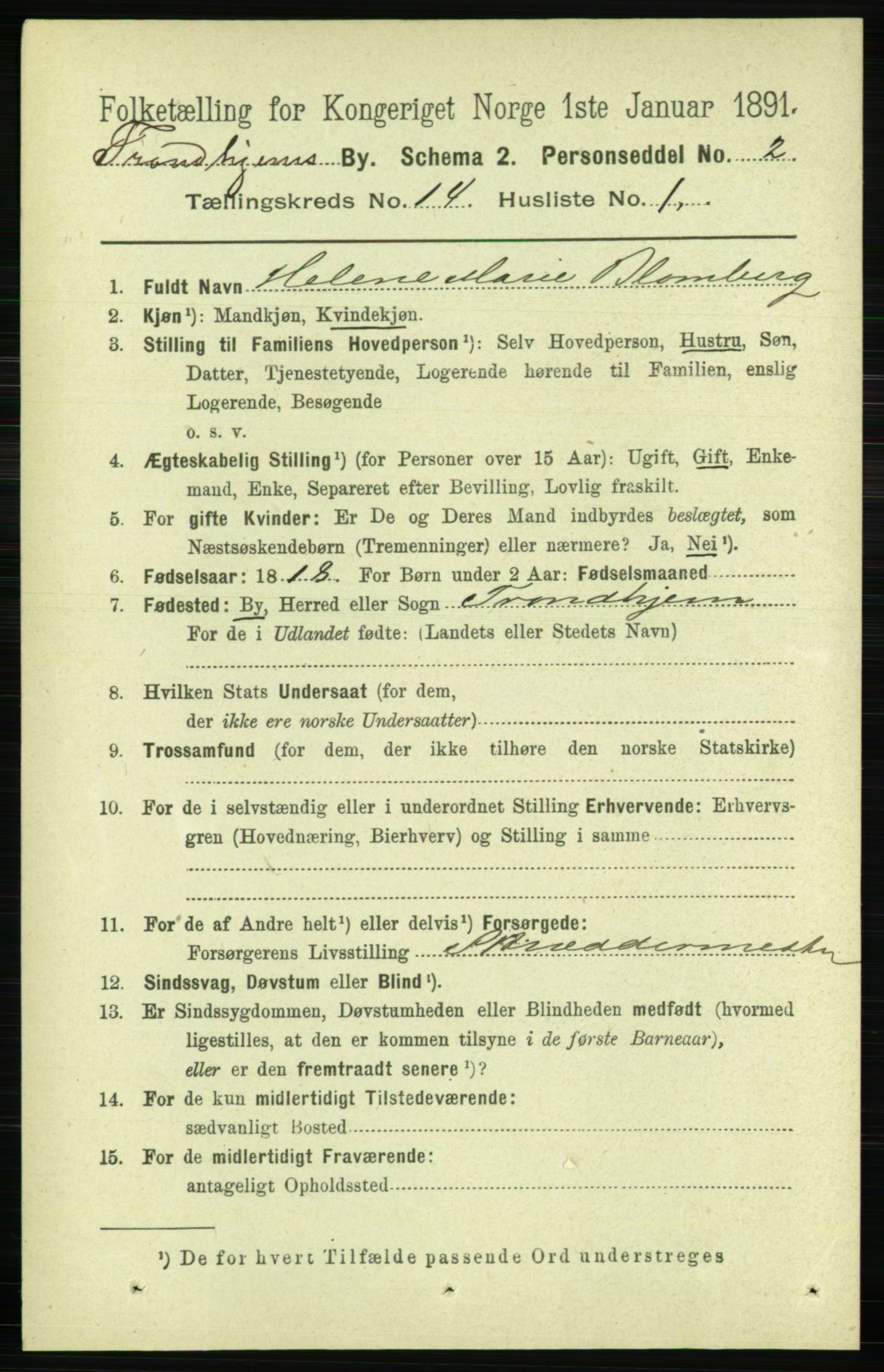 RA, 1891 census for 1601 Trondheim, 1891, p. 10908