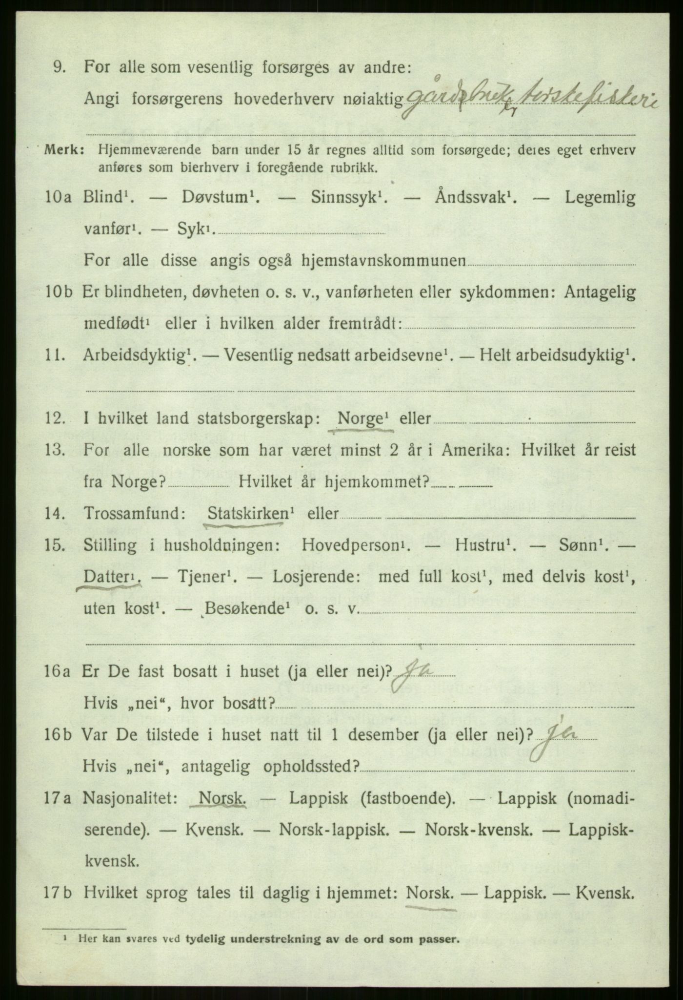 SATØ, 1920 census for Lavangen, 1920, p. 958