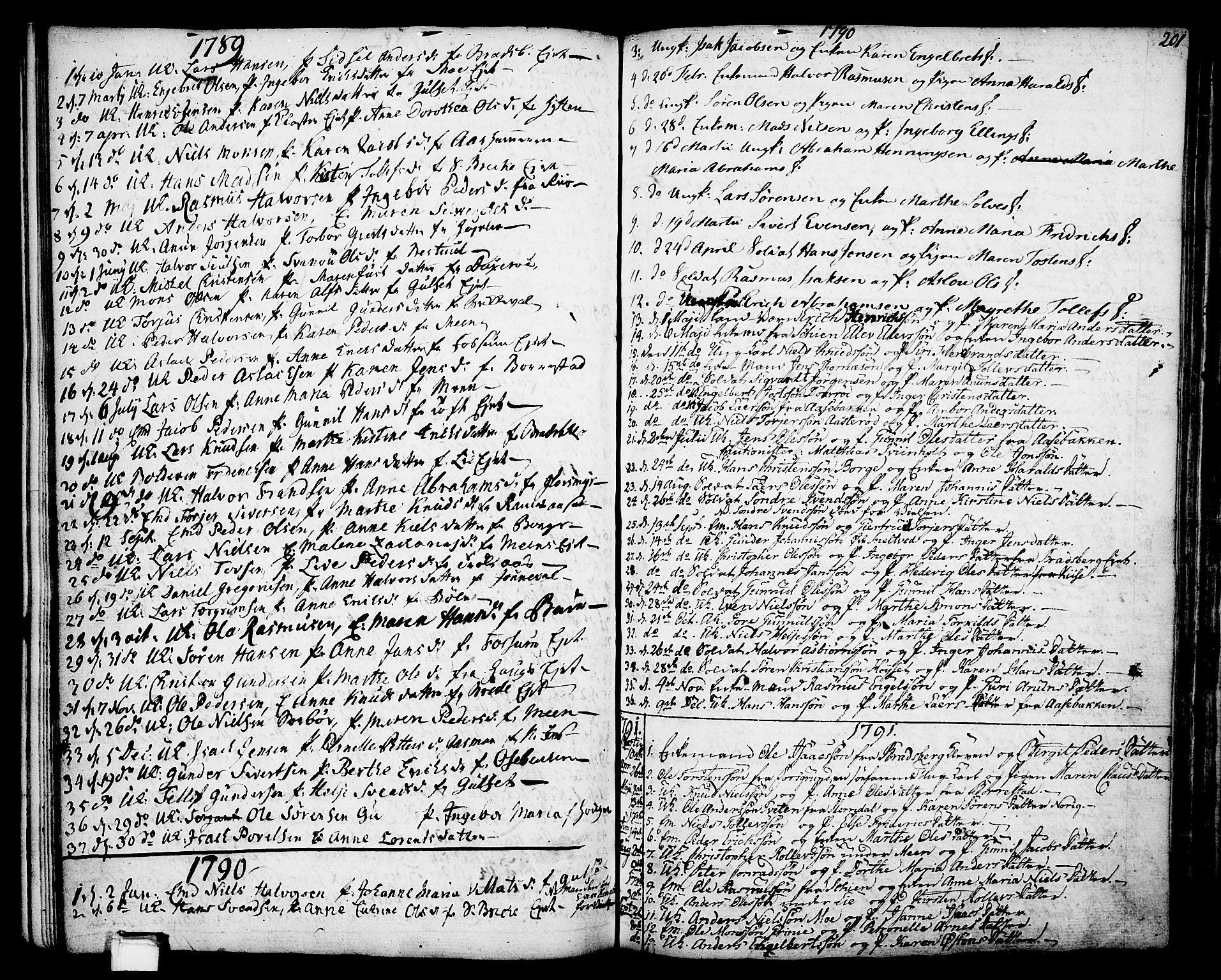 Gjerpen kirkebøker, SAKO/A-265/F/Fa/L0002: Parish register (official) no. I 2, 1747-1795, p. 201