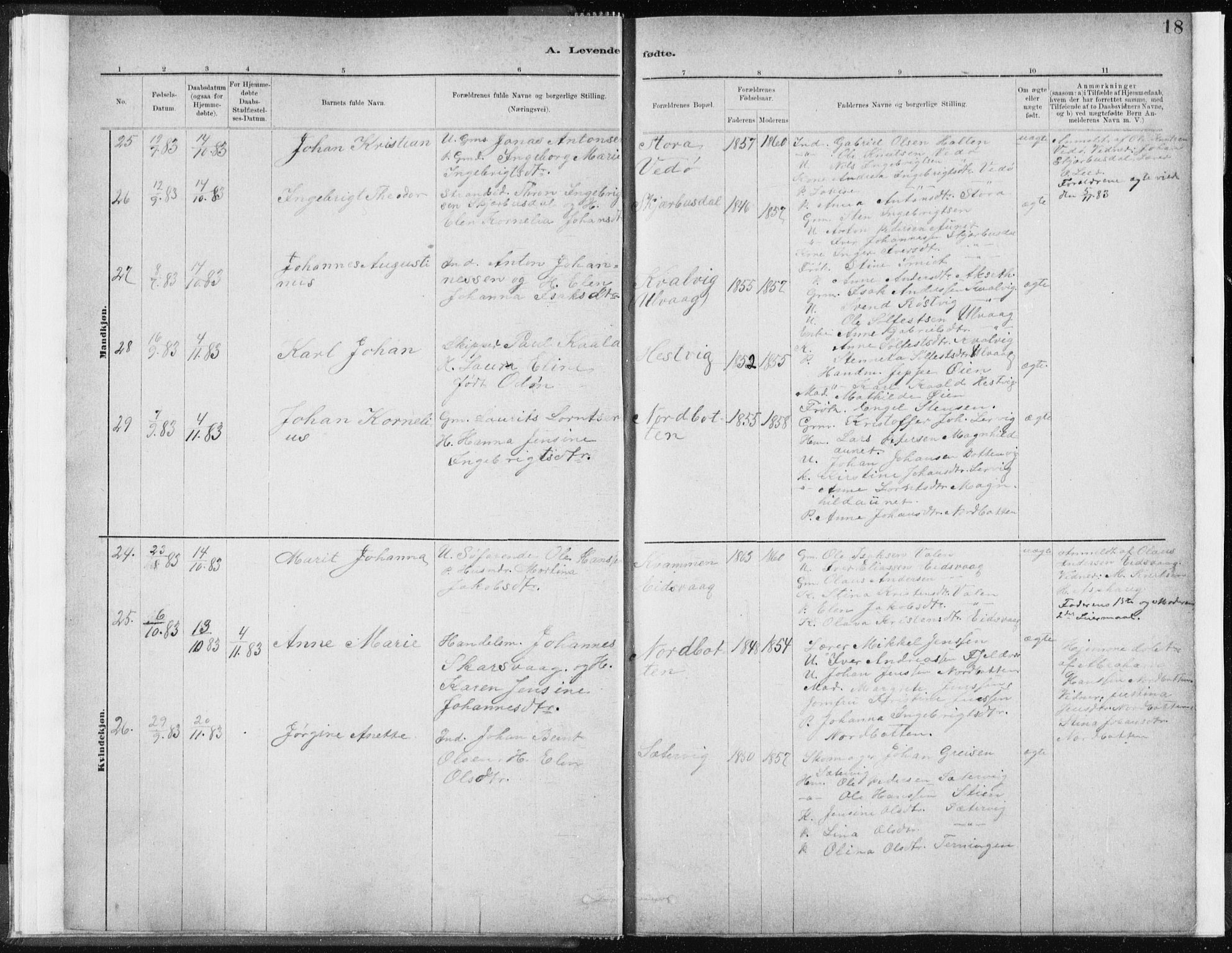 Ministerialprotokoller, klokkerbøker og fødselsregistre - Sør-Trøndelag, AV/SAT-A-1456/637/L0558: Parish register (official) no. 637A01, 1882-1899, p. 18