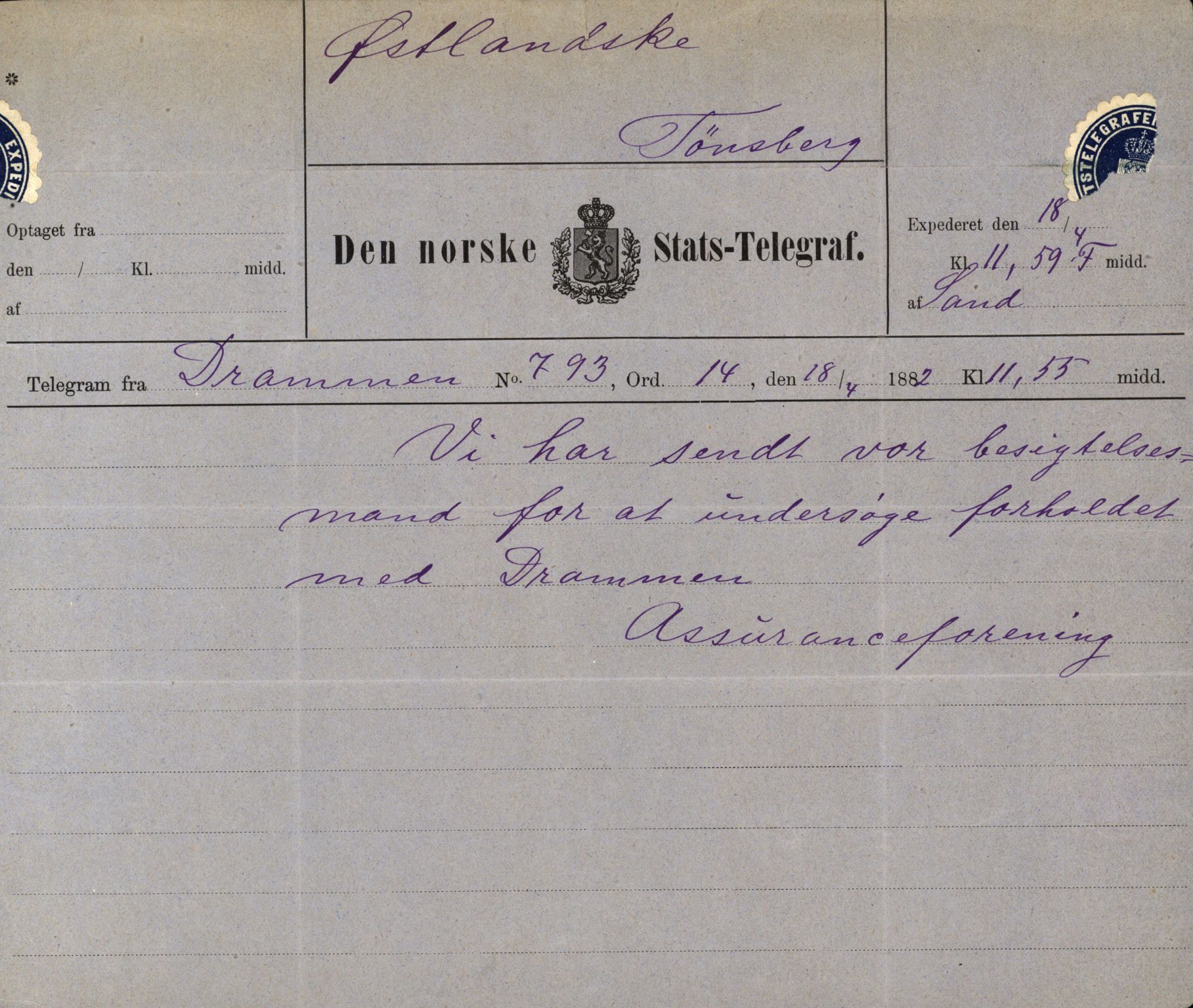 Pa 63 - Østlandske skibsassuranceforening, VEMU/A-1079/G/Ga/L0015/0007: Havaridokumenter / Jil, B.M. Width, Luca, Flora, Drammen, 1882, p. 72