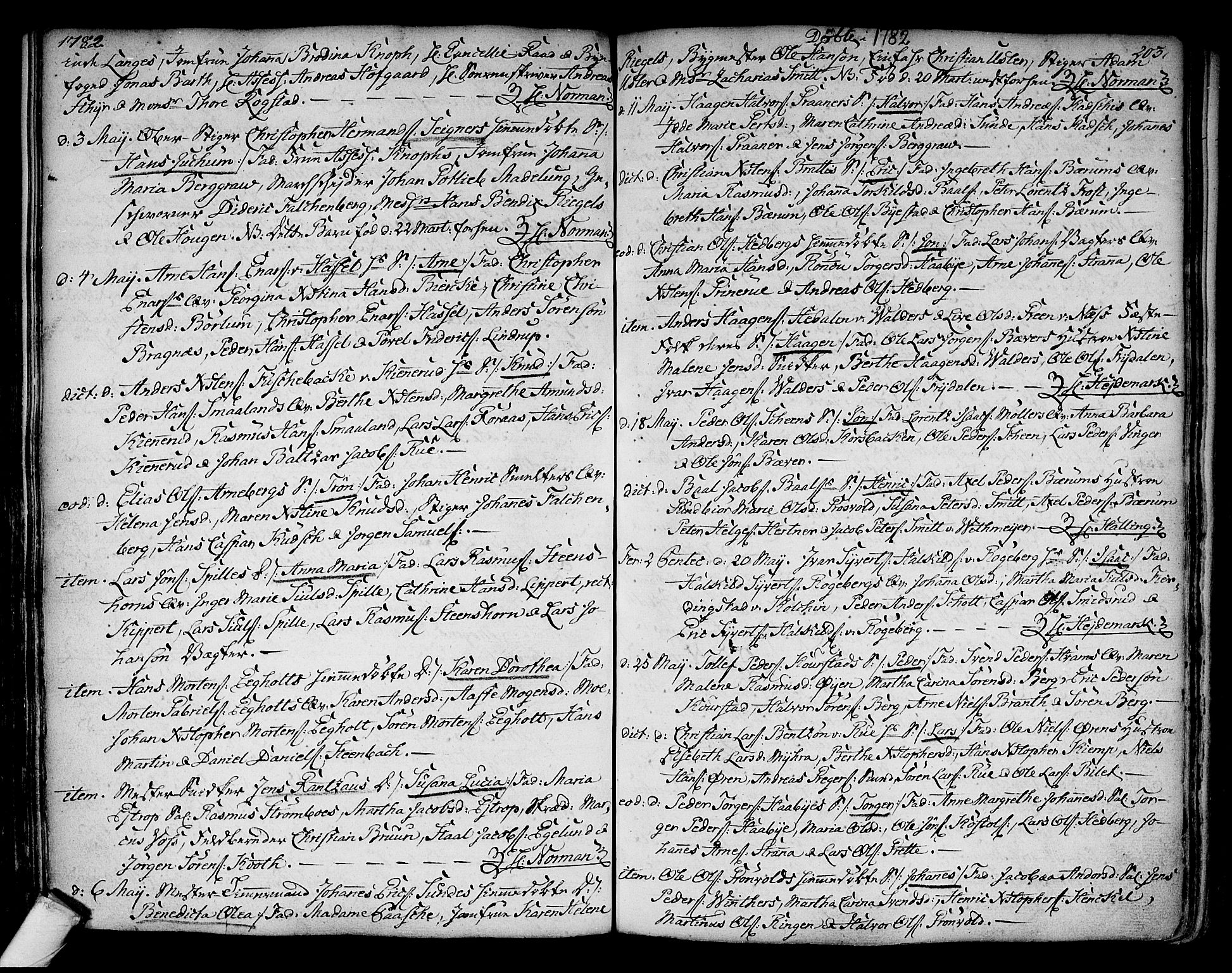 Kongsberg kirkebøker, SAKO/A-22/F/Fa/L0005: Parish register (official) no. I 5, 1769-1782, p. 203