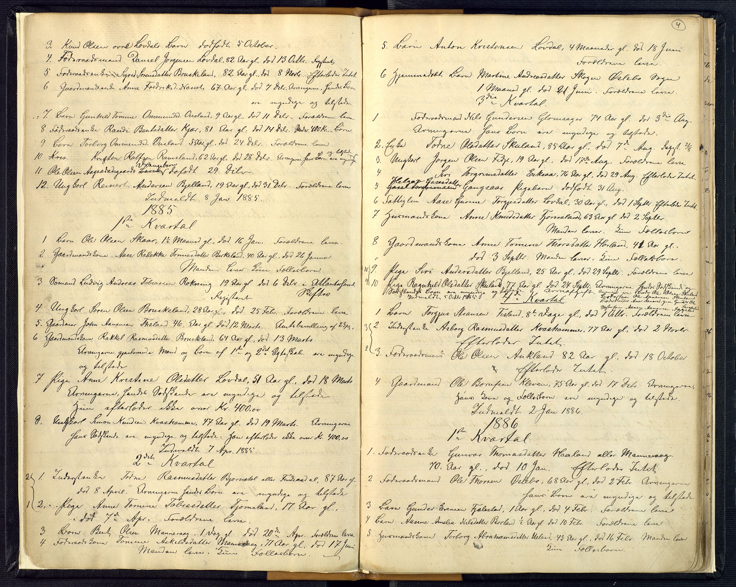 Mandal sorenskriveri, AV/SAK-1221-0005/001/H/Ha/L0016: Dødsfall Øyslebø og Laudal nr 15, 1882-1913, p. 4