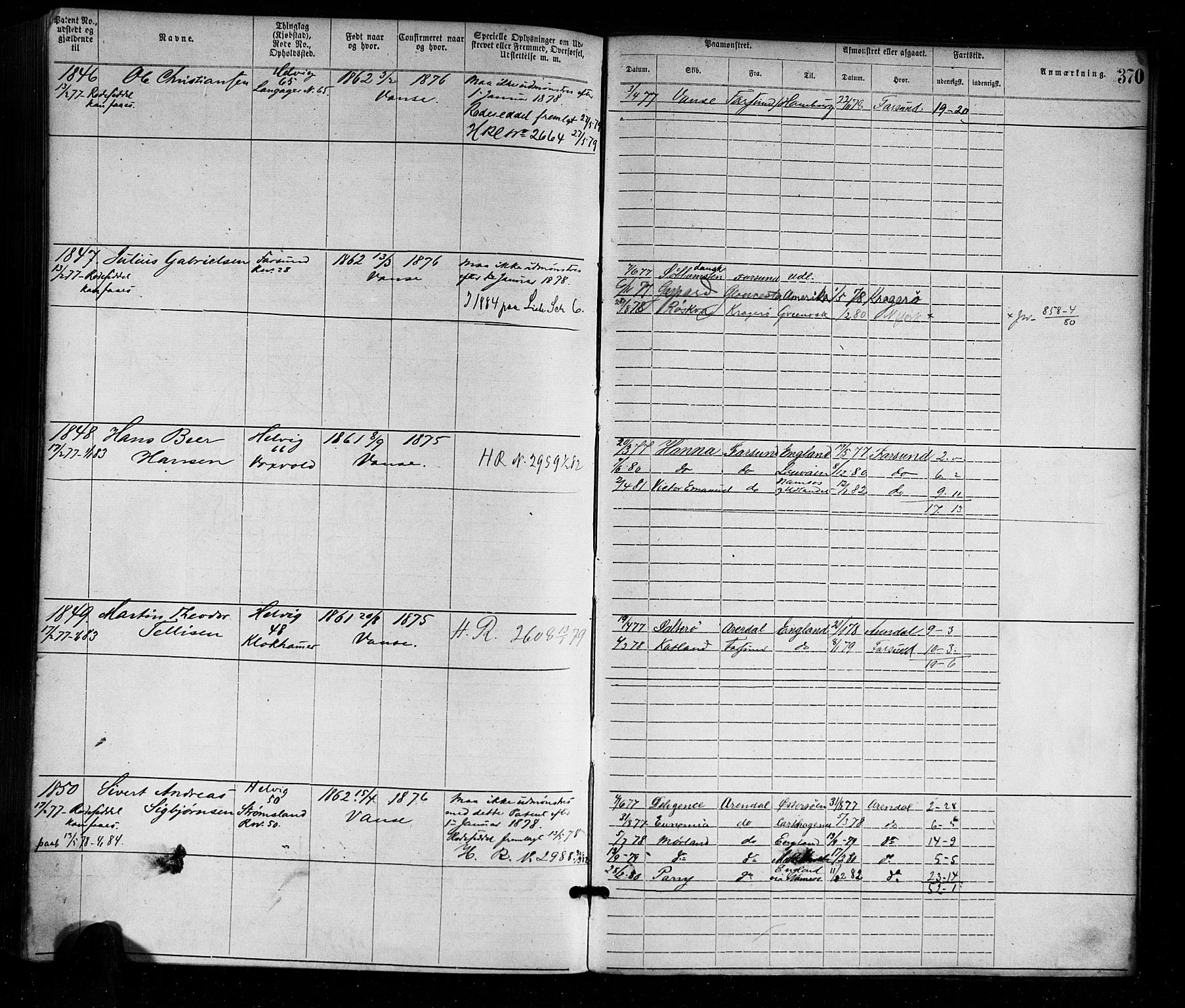 Farsund mønstringskrets, AV/SAK-2031-0017/F/Fa/L0001: Annotasjonsrulle nr 1-1920 med register, M-1, 1869-1877, p. 402