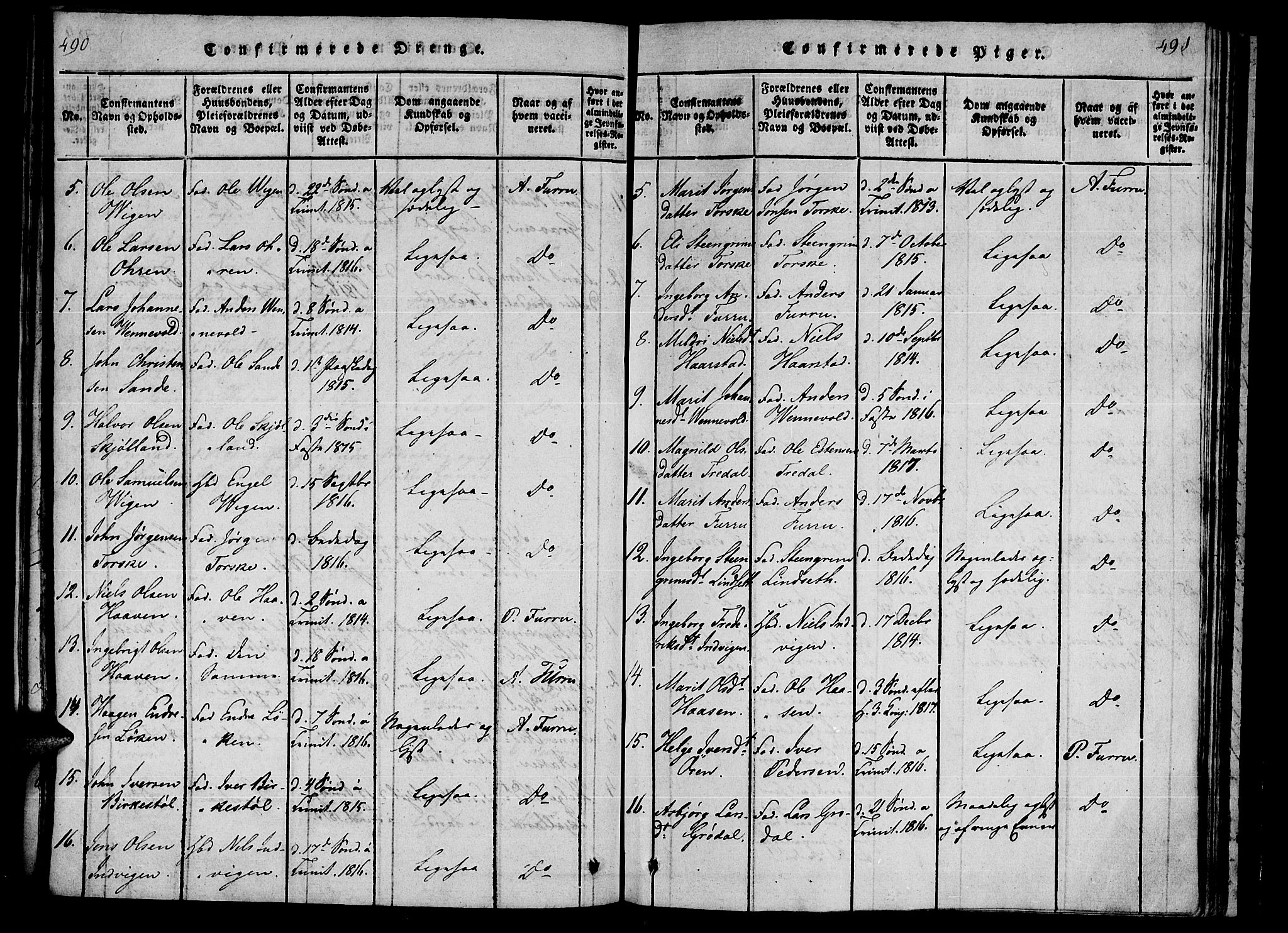 Ministerialprotokoller, klokkerbøker og fødselsregistre - Møre og Romsdal, AV/SAT-A-1454/590/L1009: Parish register (official) no. 590A03 /1, 1819-1832, p. 490-491