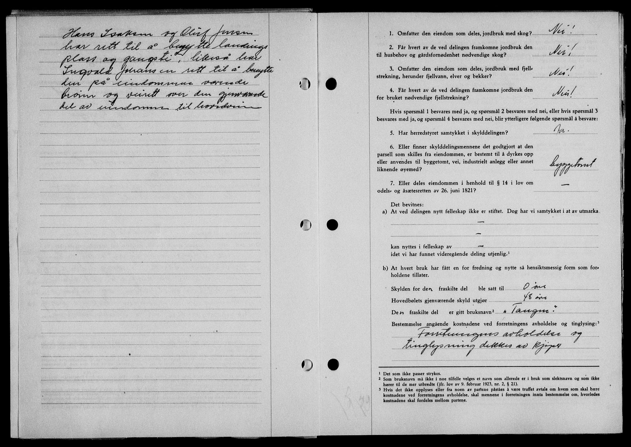 Lofoten sorenskriveri, SAT/A-0017/1/2/2C/L0014a: Mortgage book no. 14a, 1946-1946, Diary no: : 909/1946