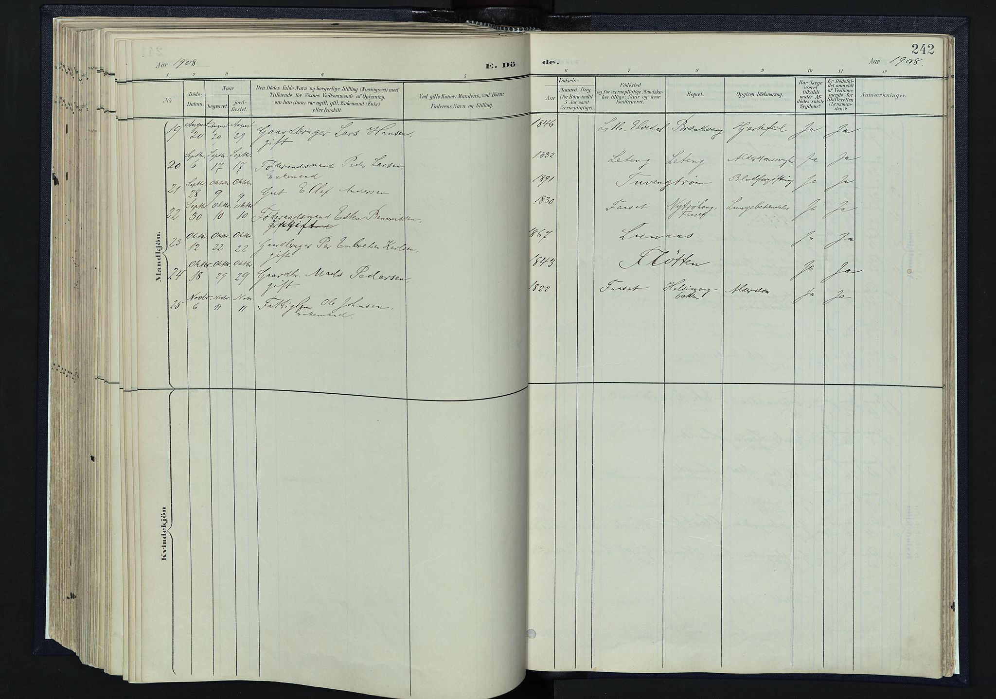 Tynset prestekontor, SAH/PREST-058/H/Ha/Haa/L0025: Parish register (official) no. 25, 1900-1914, p. 242