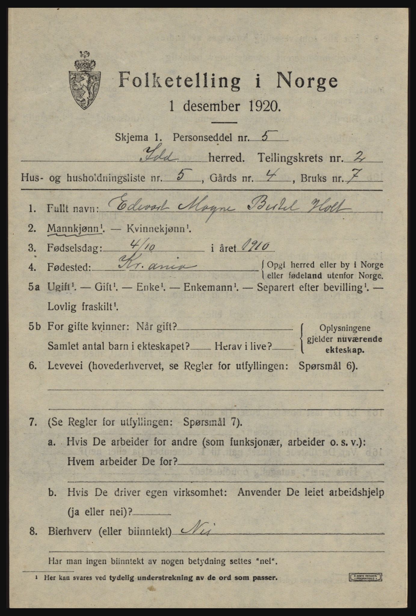 SAO, 1920 census for Idd, 1920, p. 2350