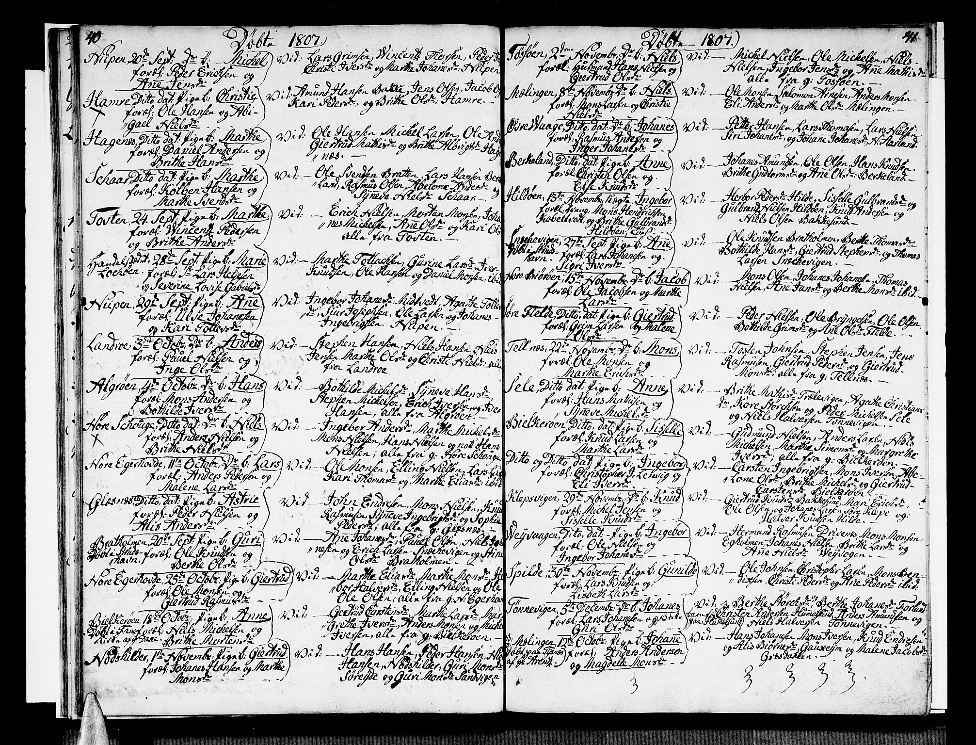 Sund sokneprestembete, AV/SAB-A-99930: Parish register (official) no. A 10, 1804-1818, p. 42-43