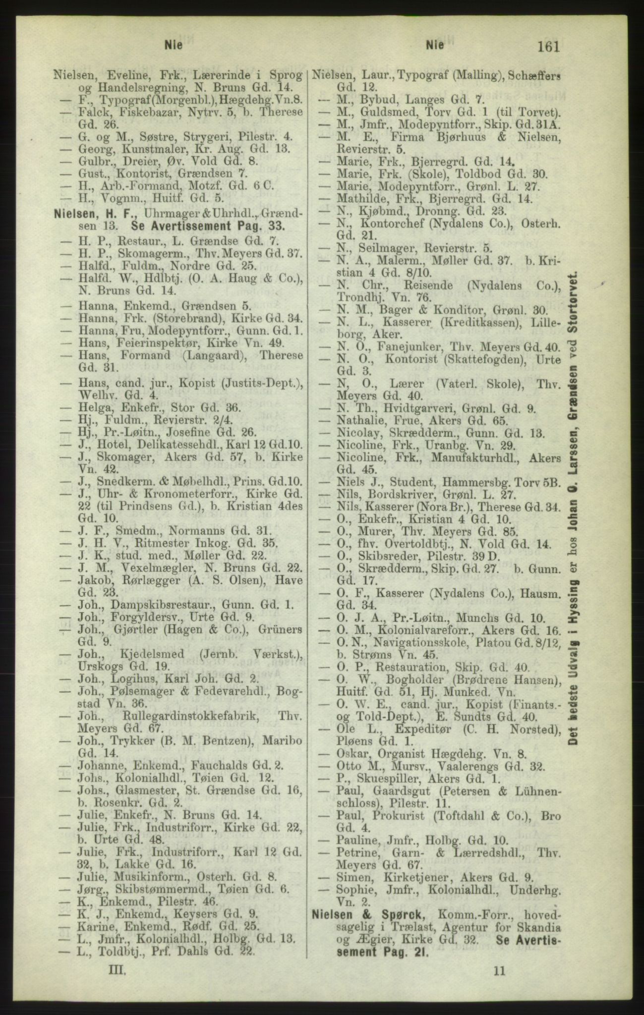 Kristiania/Oslo adressebok, PUBL/-, 1882, p. 161