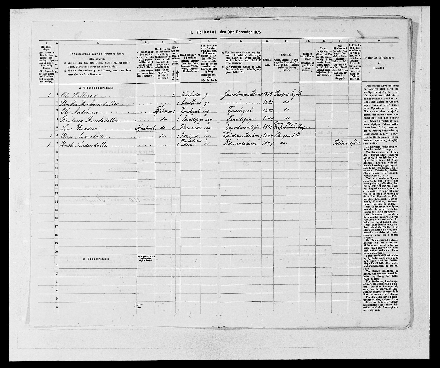 SAB, 1875 census for 1235P Voss, 1875, p. 464