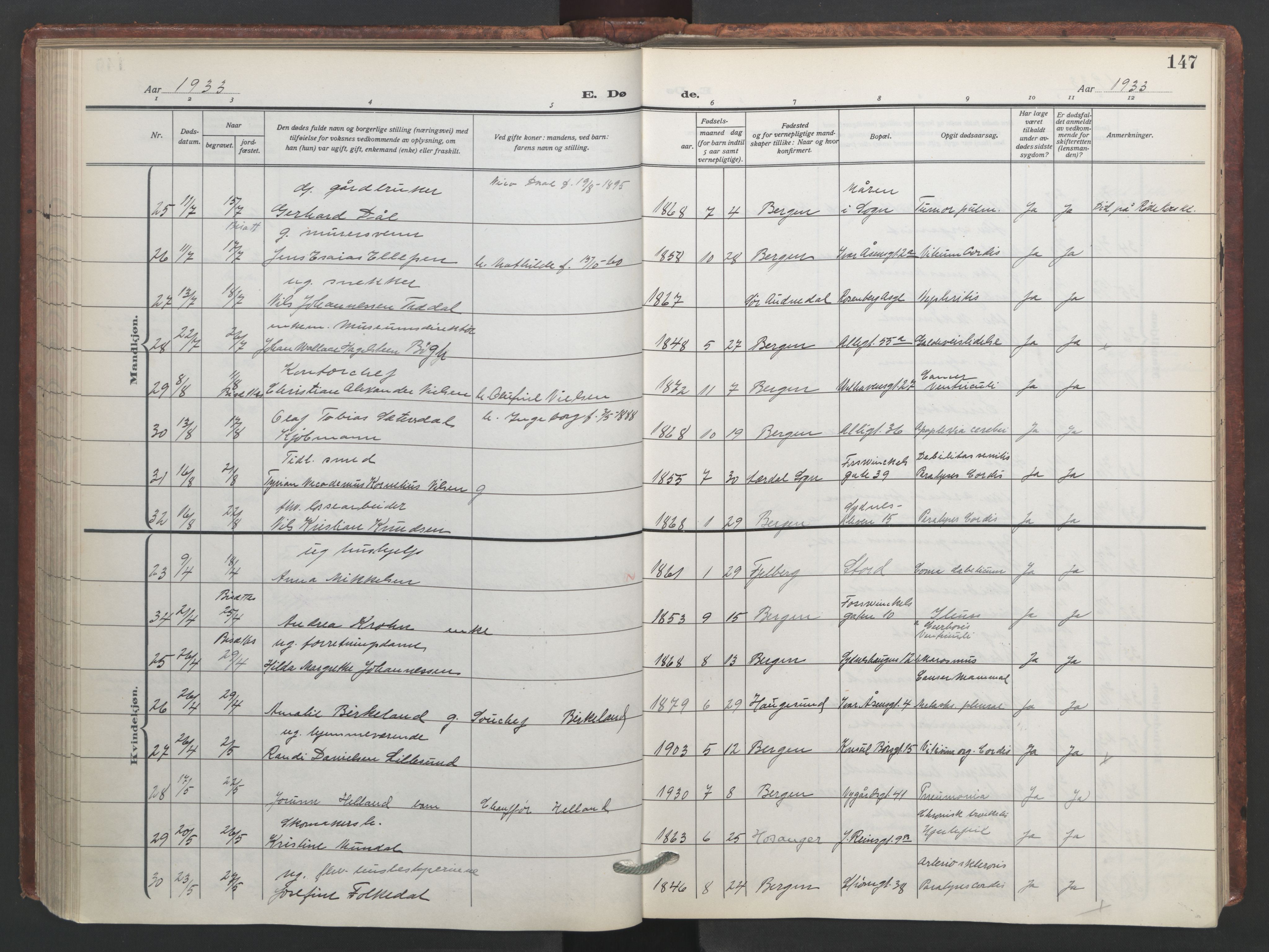 Johanneskirken sokneprestembete, SAB/A-76001/H/Hab: Parish register (copy) no. D 2, 1916-1950, p. 146b-147a