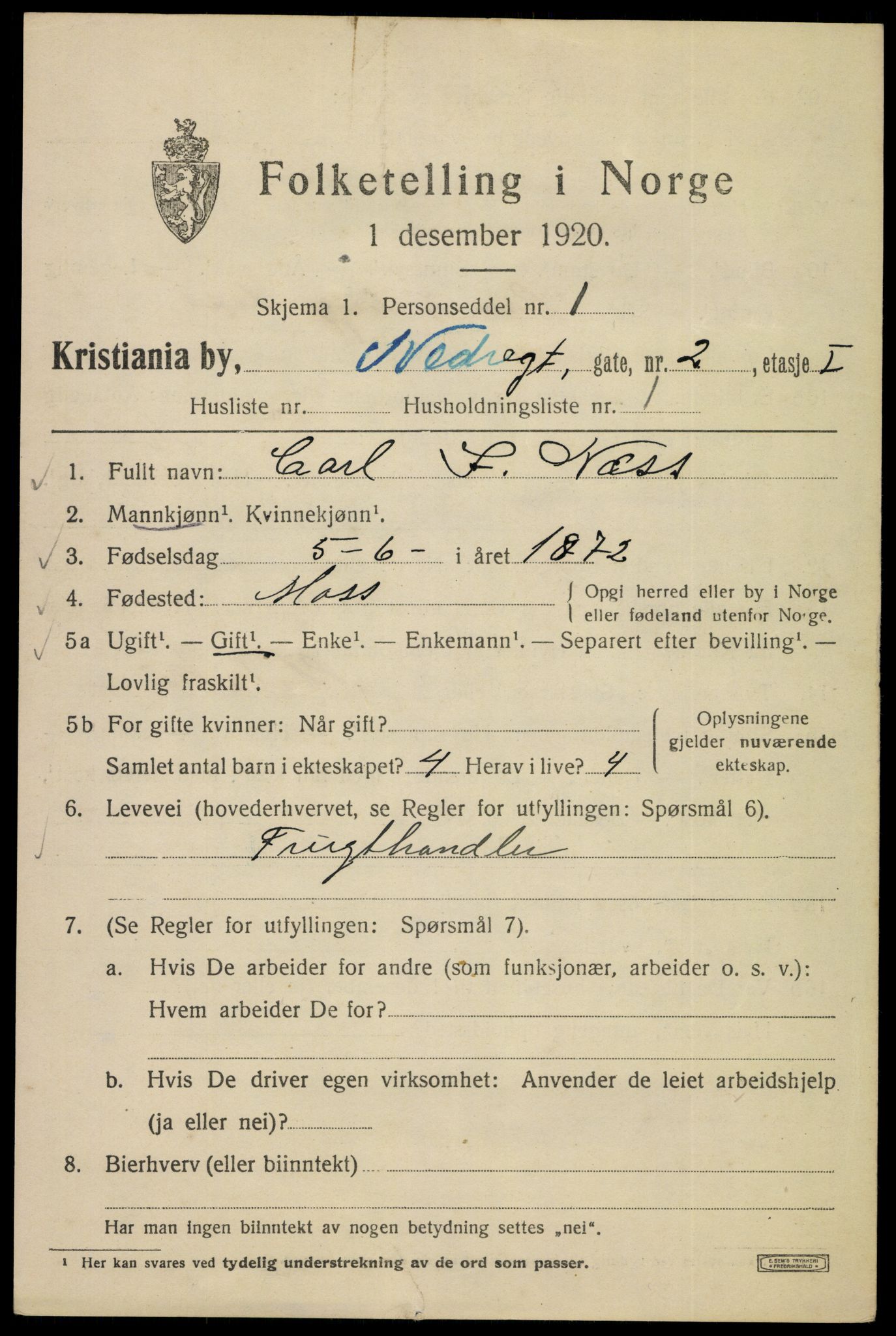 SAO, 1920 census for Kristiania, 1920, p. 410855