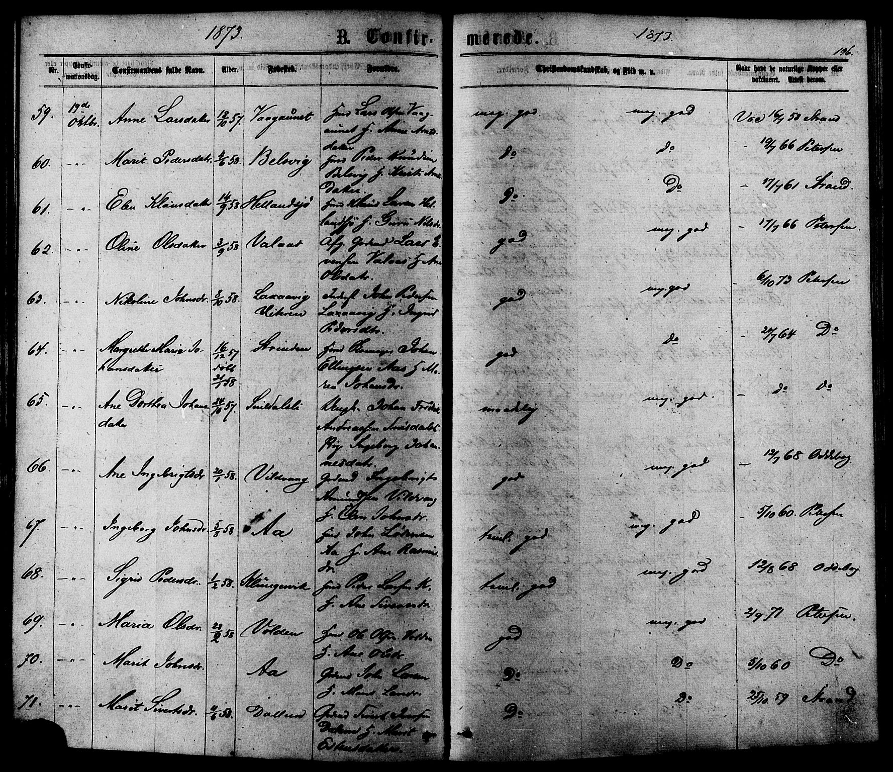 Ministerialprotokoller, klokkerbøker og fødselsregistre - Sør-Trøndelag, SAT/A-1456/630/L0495: Parish register (official) no. 630A08, 1868-1878, p. 196