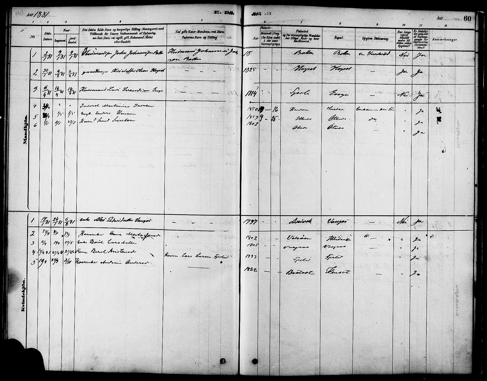 Ministerialprotokoller, klokkerbøker og fødselsregistre - Møre og Romsdal, AV/SAT-A-1454/580/L0924: Parish register (official) no. 580A01, 1878-1887, p. 60