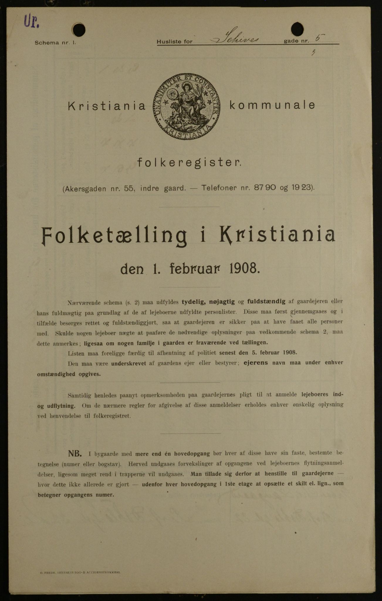 OBA, Municipal Census 1908 for Kristiania, 1908, p. 80730