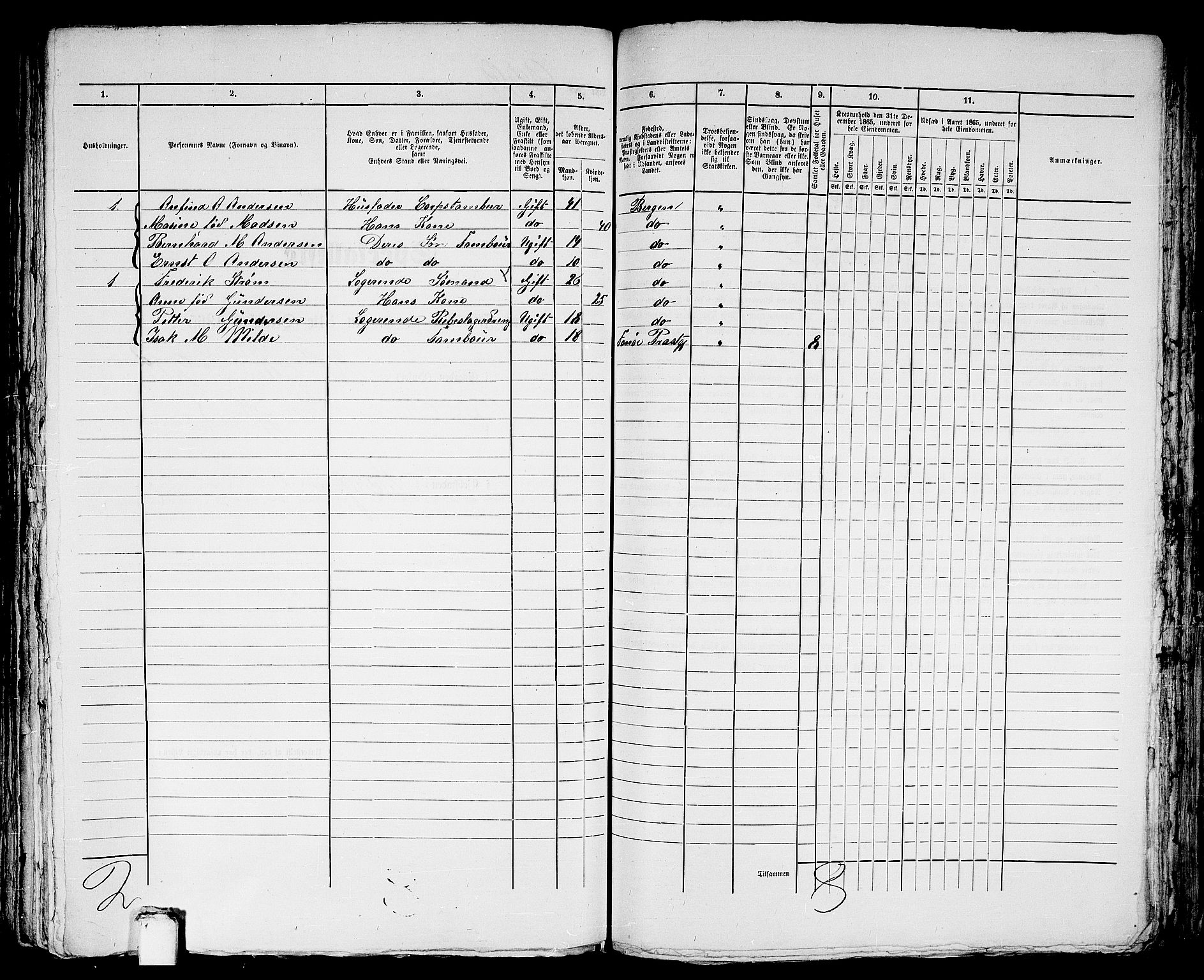 RA, 1865 census for Bergen, 1865, p. 1919