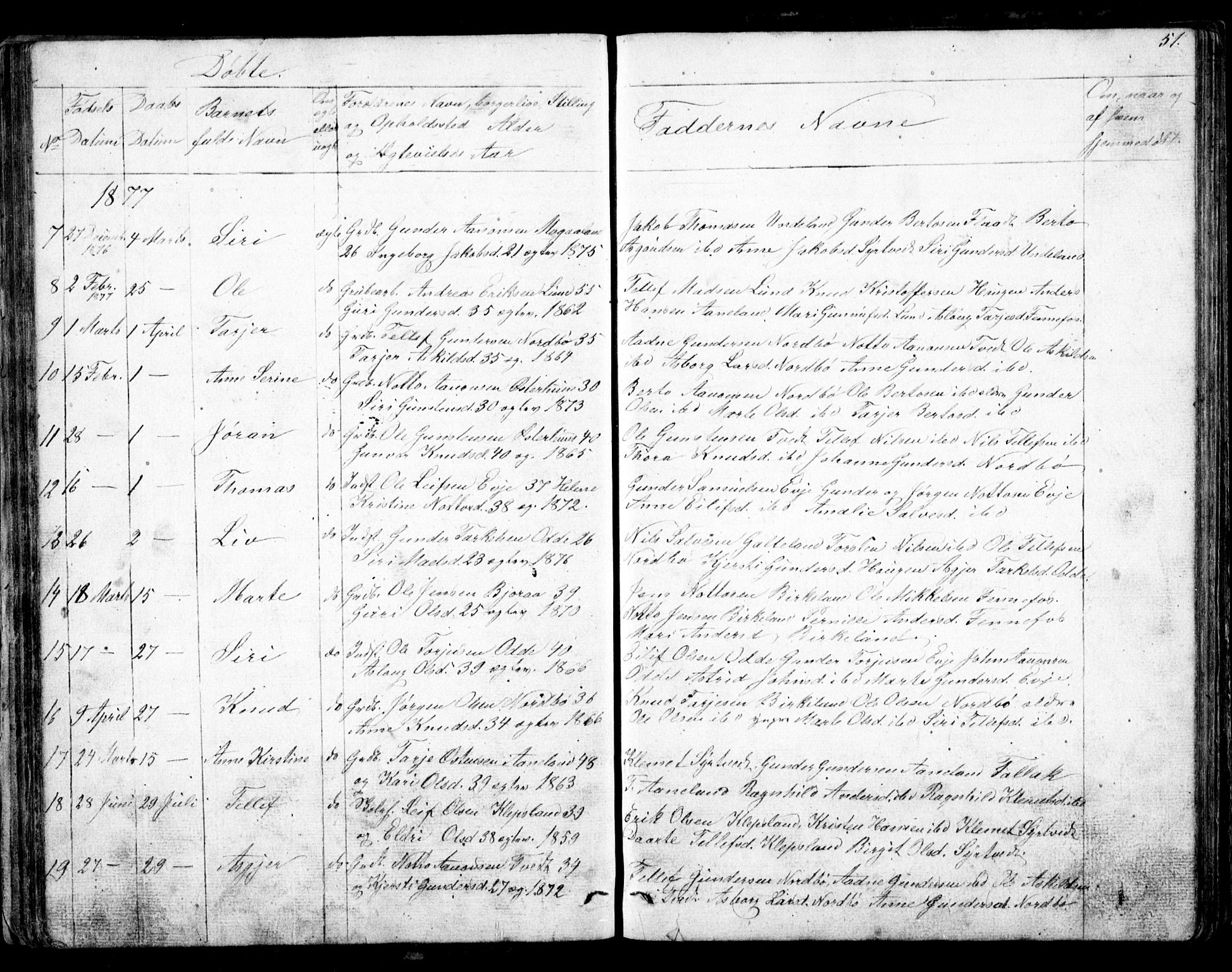 Evje sokneprestkontor, AV/SAK-1111-0008/F/Fb/Fba/L0002: Parish register (copy) no. B 2, 1849-1896, p. 51