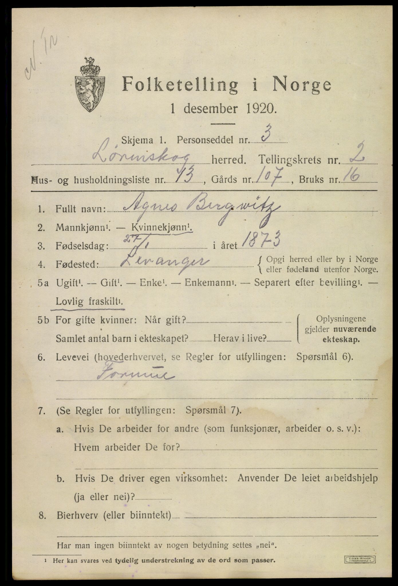 SAO, 1920 census for Lørenskog, 1920, p. 2261