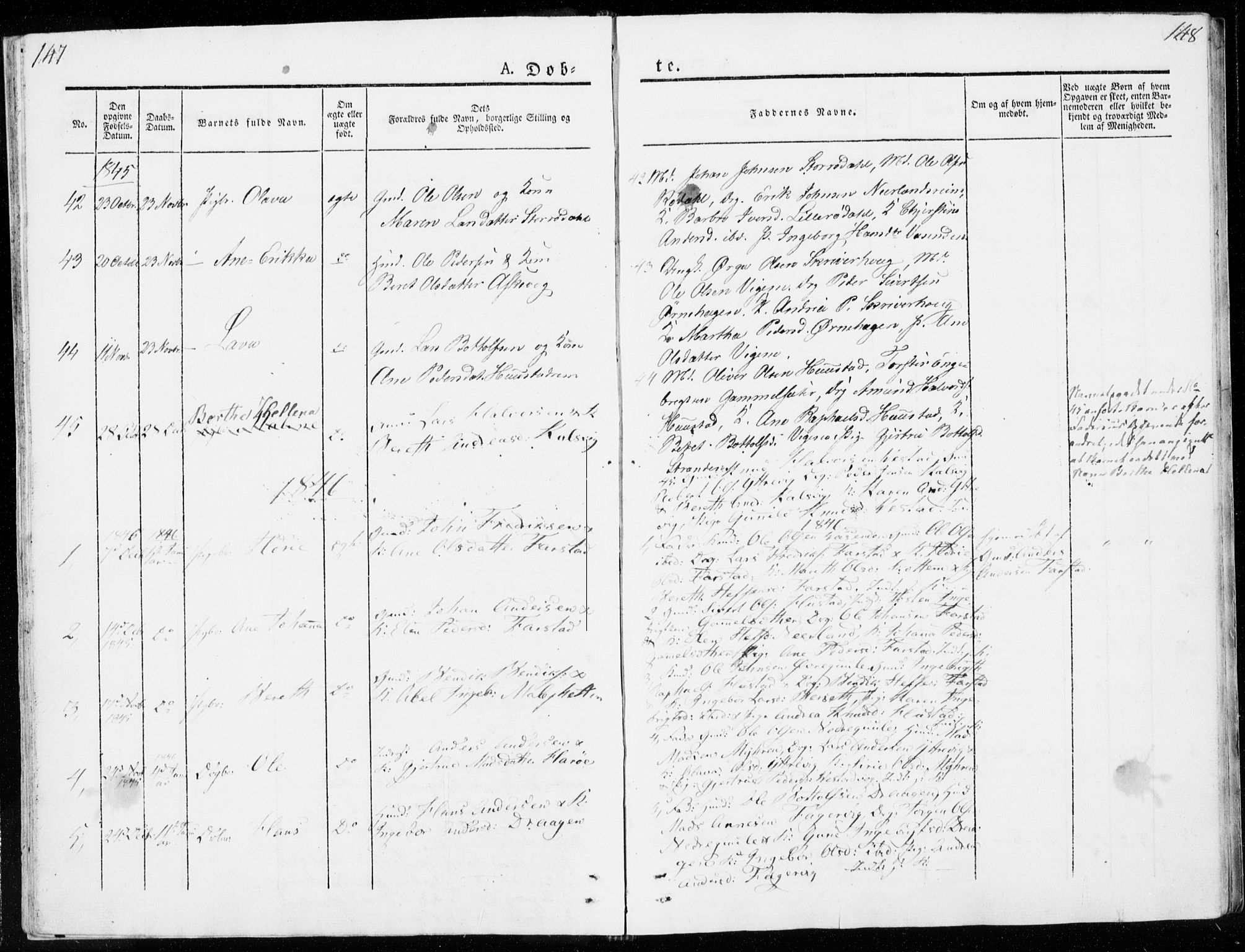 Ministerialprotokoller, klokkerbøker og fødselsregistre - Møre og Romsdal, AV/SAT-A-1454/566/L0766: Parish register (official) no. 566A05, 1842-1851, p. 147-148