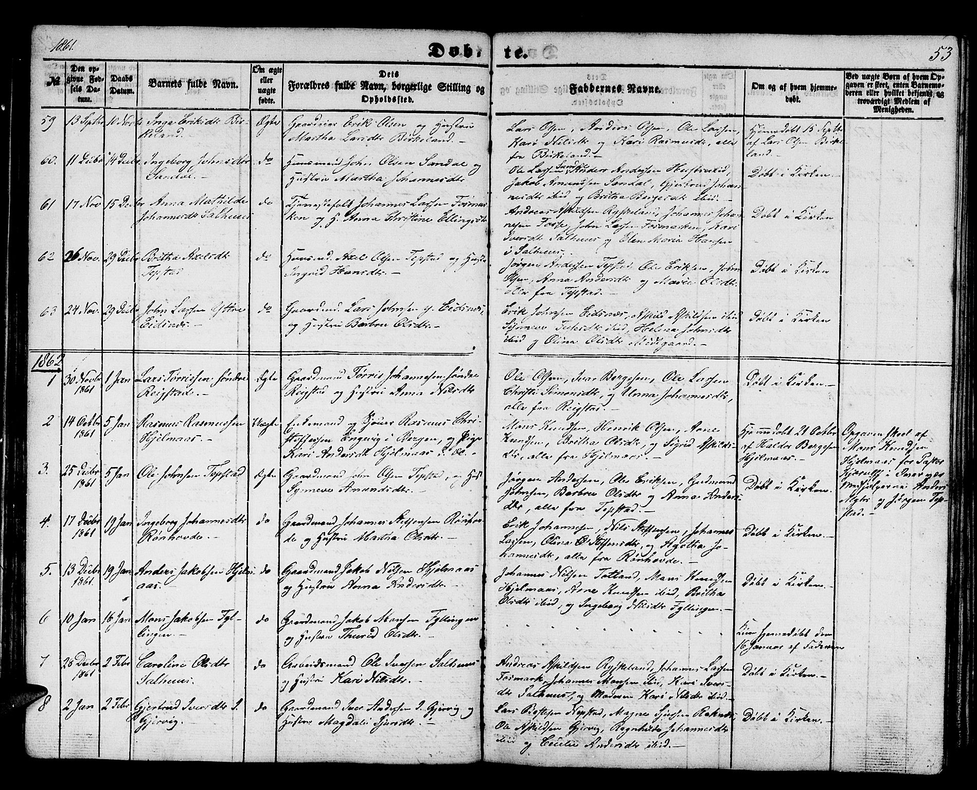 Hamre sokneprestembete, SAB/A-75501/H/Ha/Hab: Parish register (copy) no. B 1, 1852-1863, p. 53