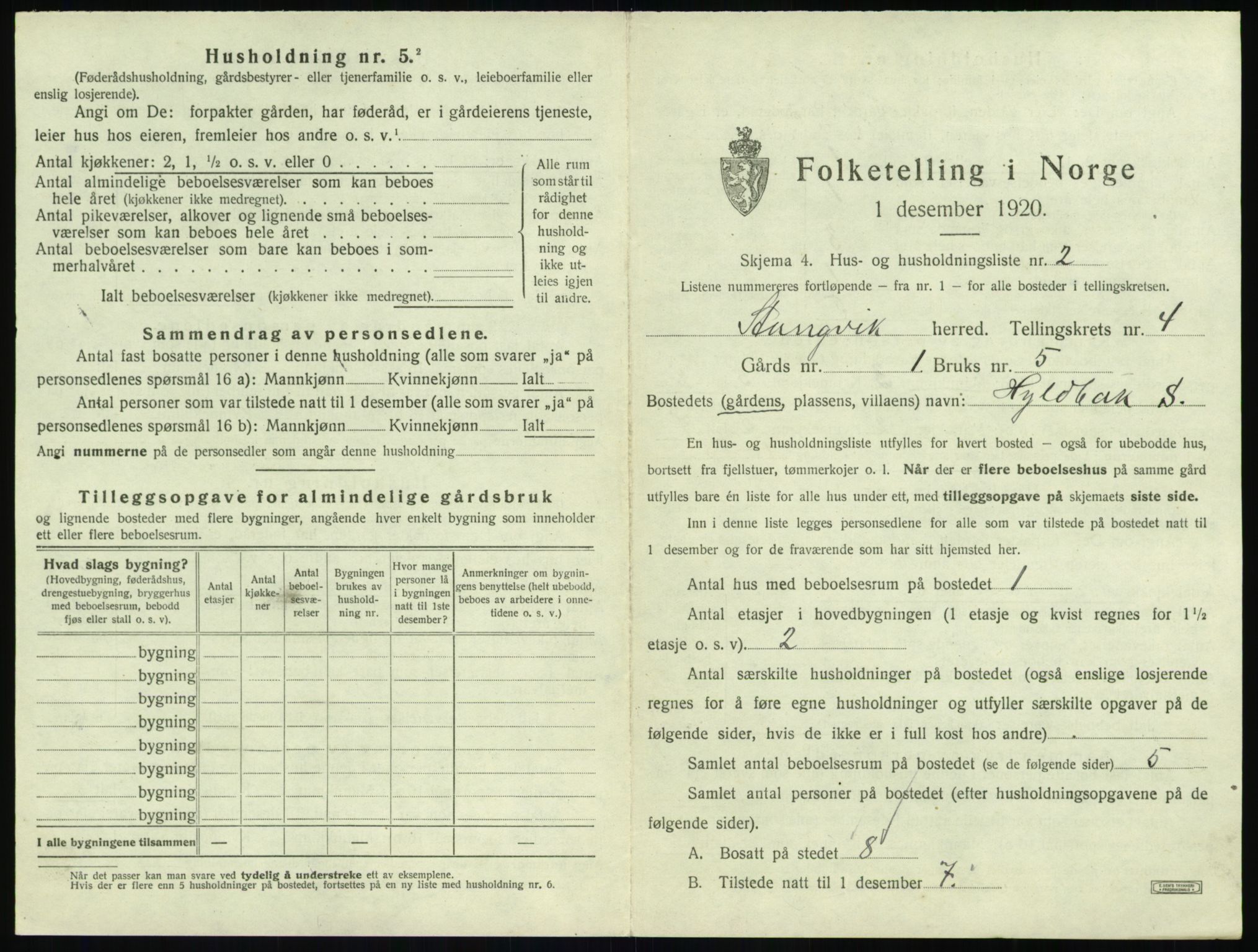 SAT, 1920 census for Stangvik, 1920, p. 306