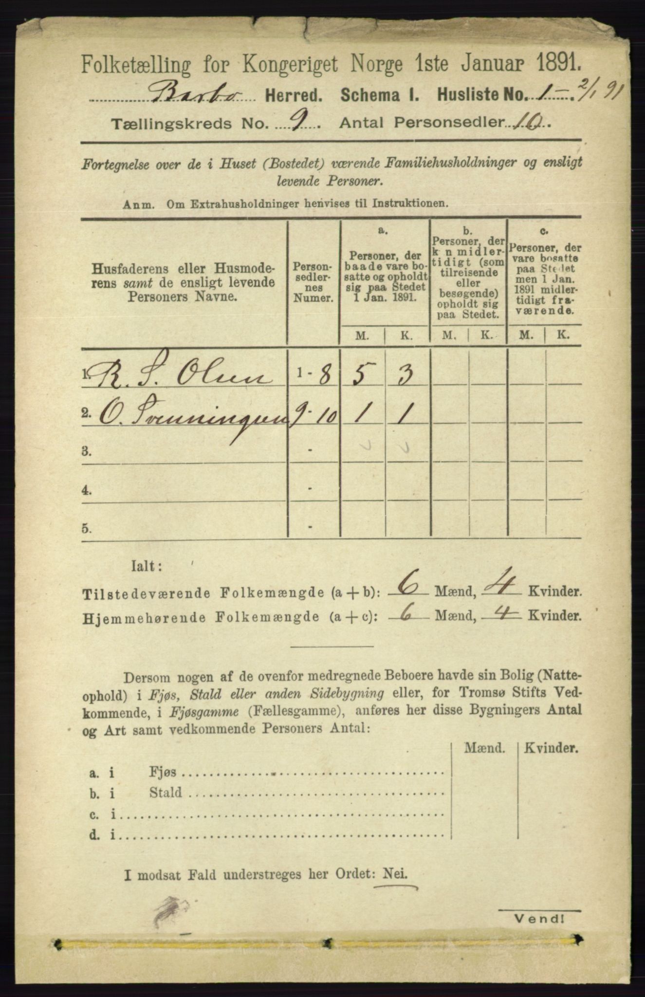 RA, 1891 census for 0990 Barbu, 1891, p. 7069