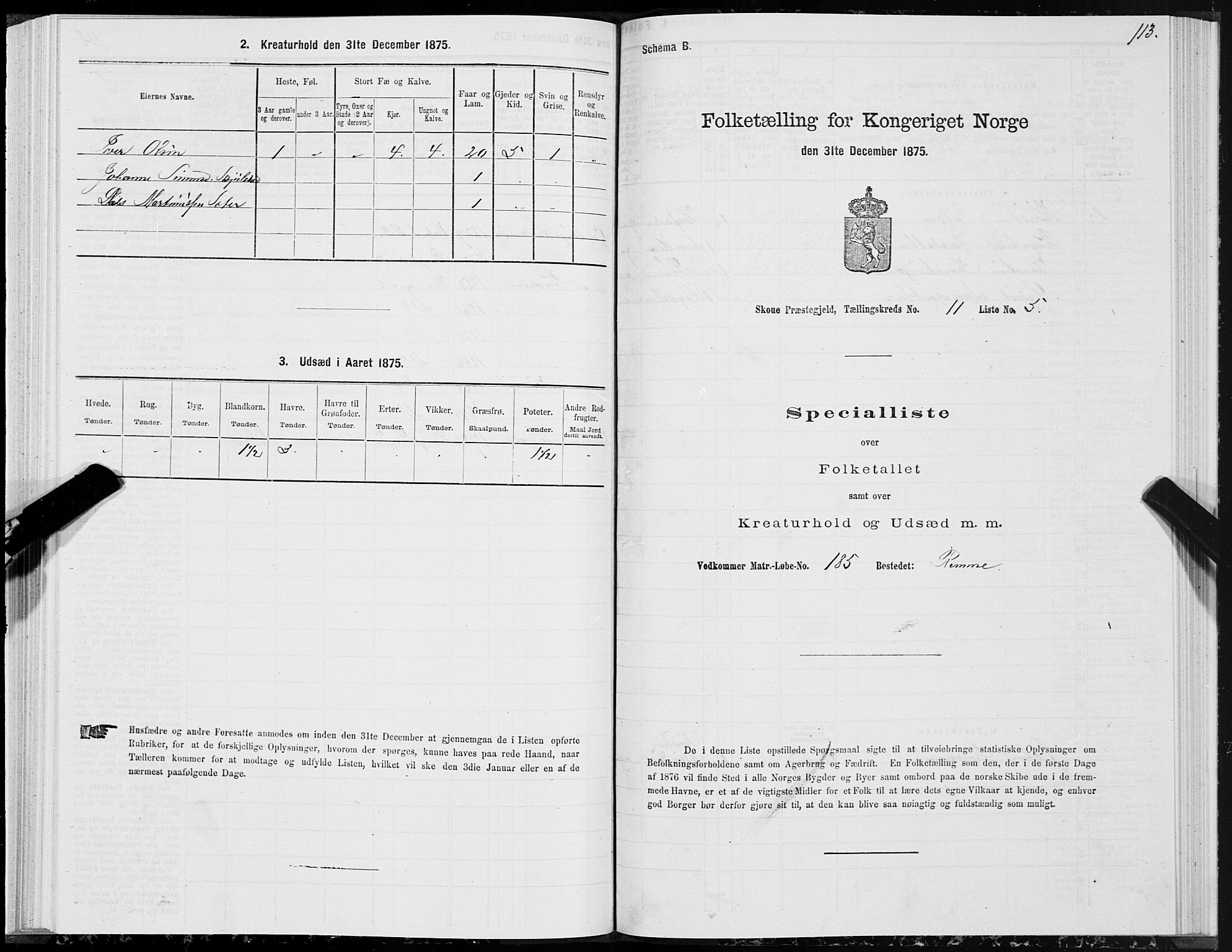 SAT, 1875 census for 1529P Skodje, 1875, p. 3113