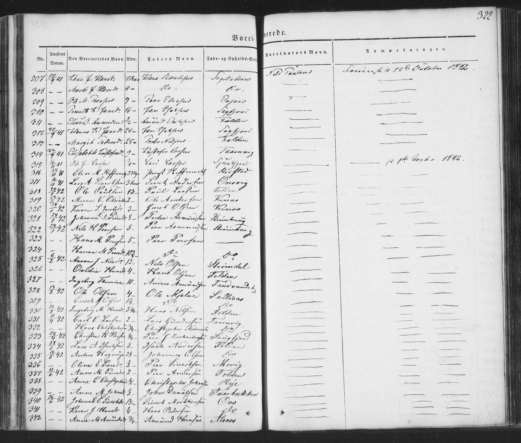 Ministerialprotokoller, klokkerbøker og fødselsregistre - Nordland, AV/SAT-A-1459/853/L0769: Parish register (official) no. 853A08, 1836-1856, p. 322