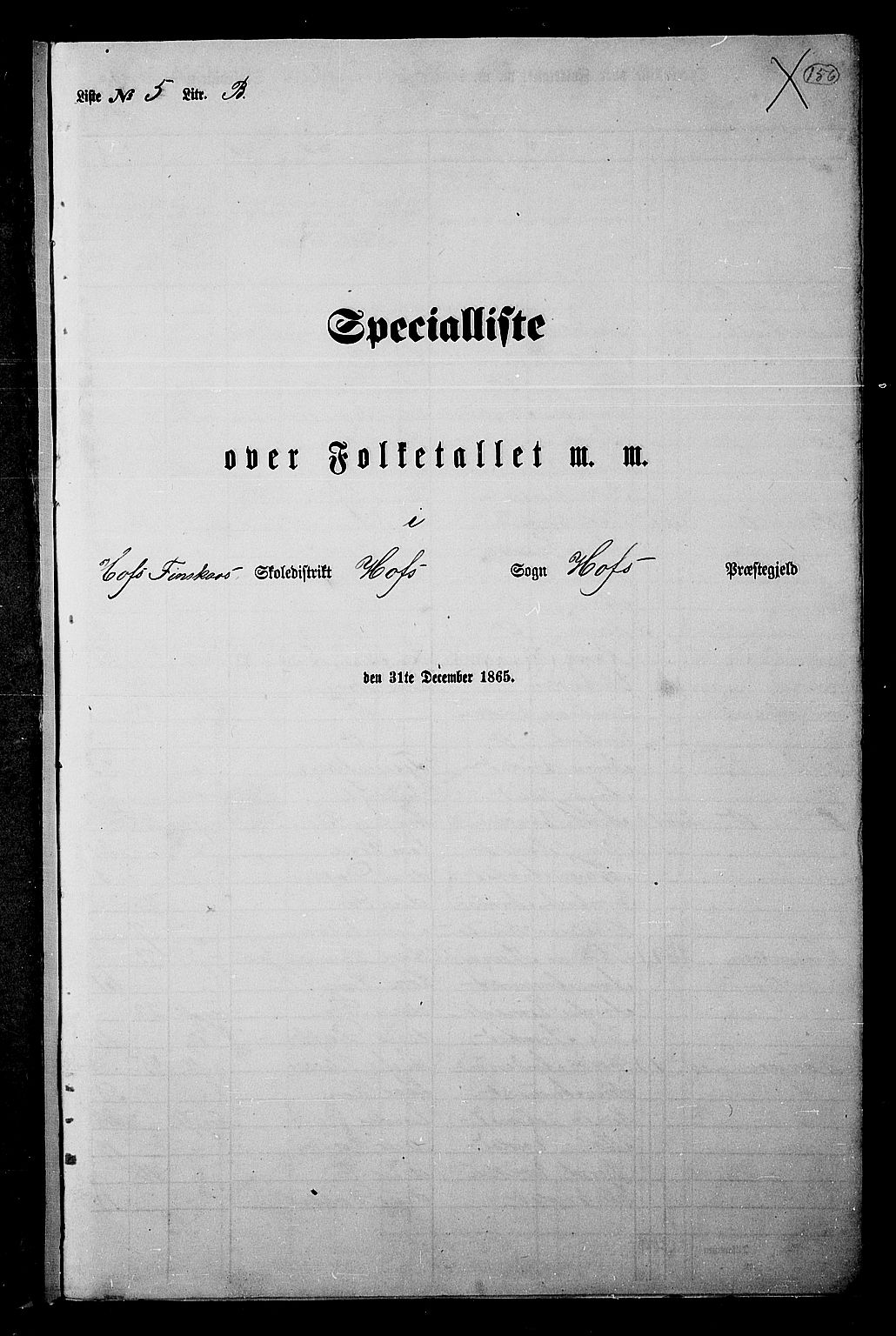 RA, 1865 census for Hof, 1865, p. 142