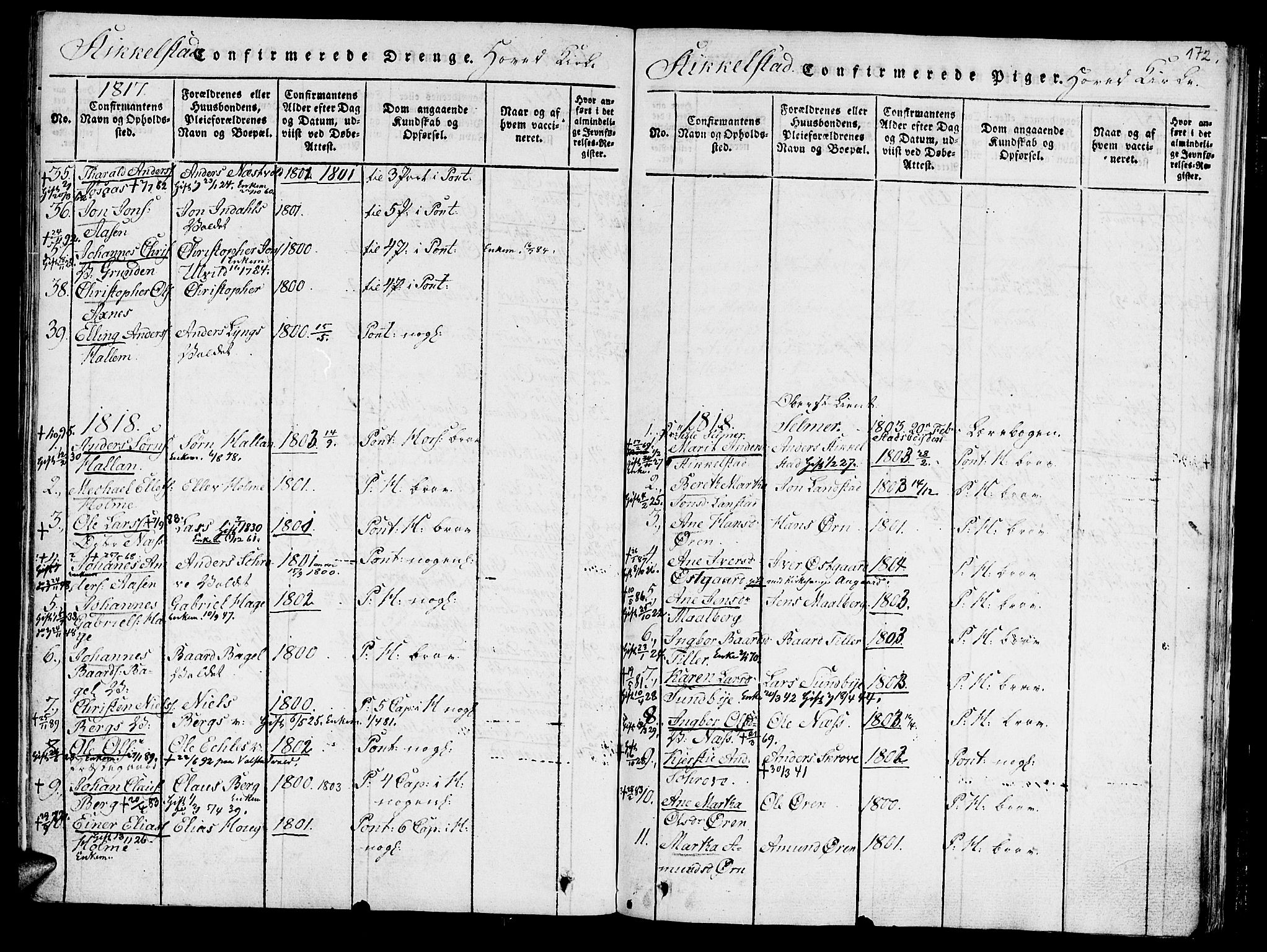 Ministerialprotokoller, klokkerbøker og fødselsregistre - Nord-Trøndelag, SAT/A-1458/723/L0234: Parish register (official) no. 723A05 /1, 1816-1840, p. 172
