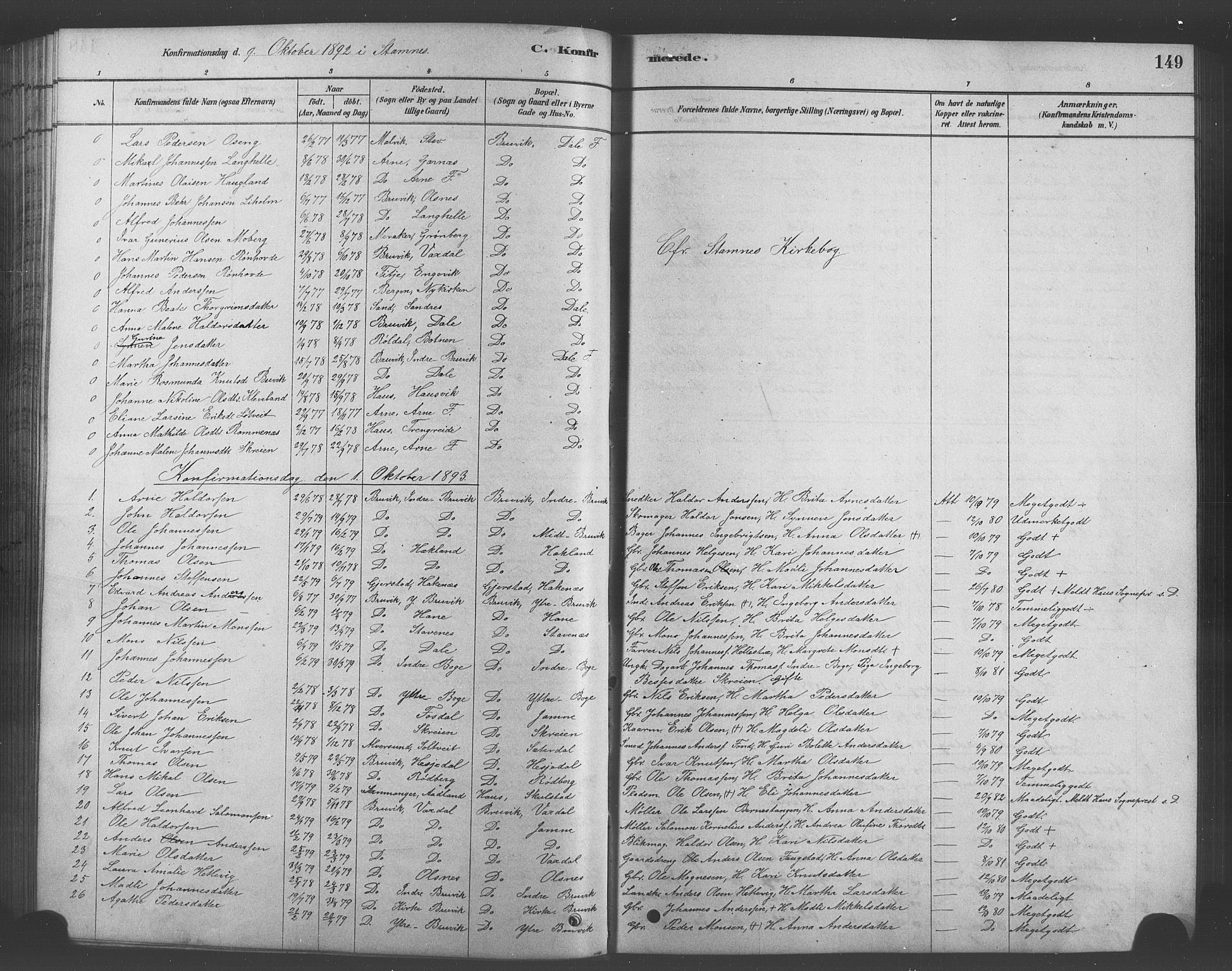 Bruvik Sokneprestembete, SAB/A-74701/H/Hab: Parish register (copy) no. A 1, 1878-1907, p. 149