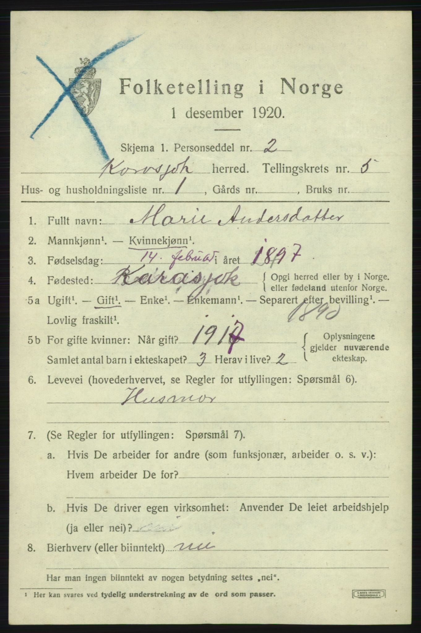 SATØ, 1920 census for Karasjok, 1920, p. 1780