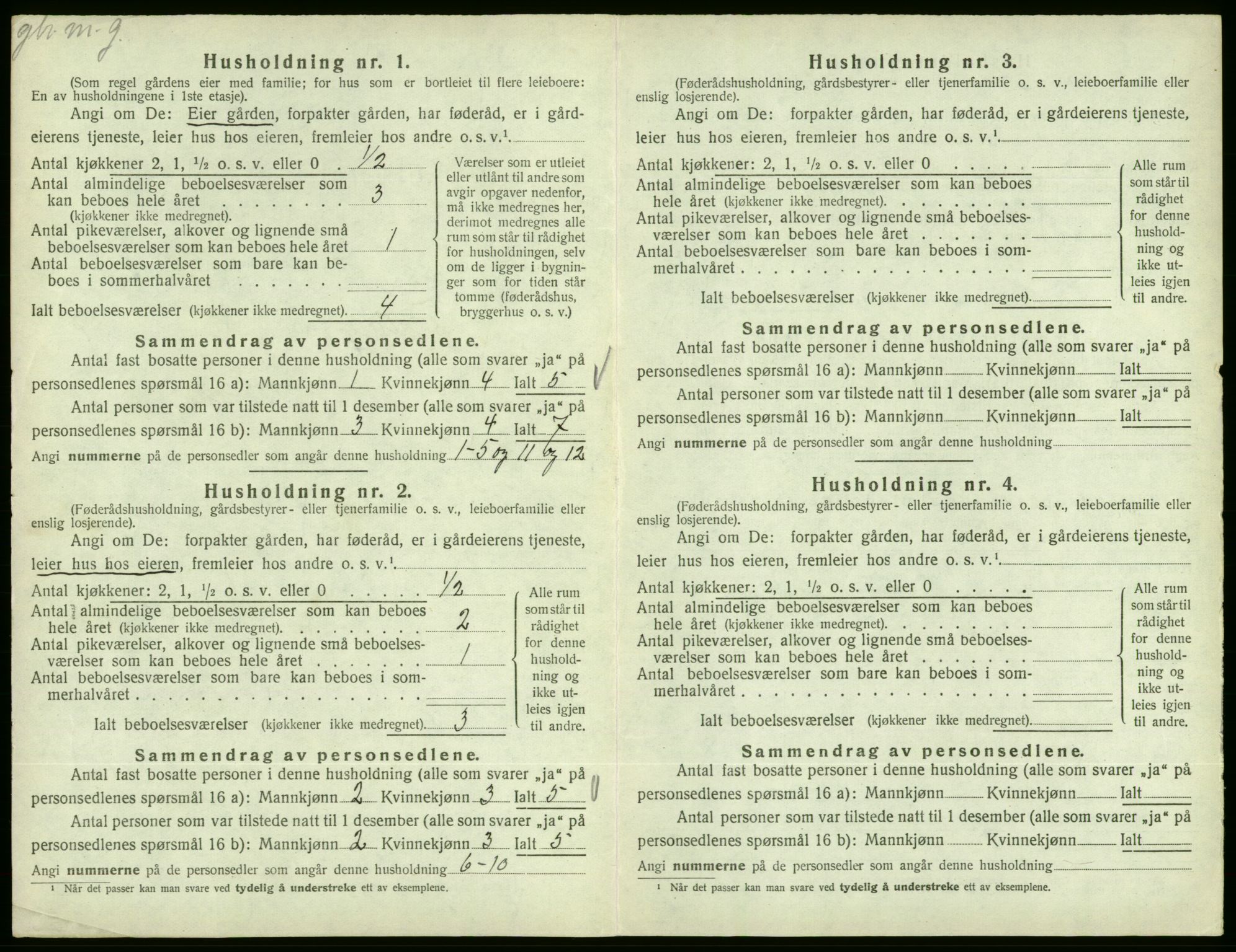 SAB, 1920 census for Fjelberg, 1920, p. 398