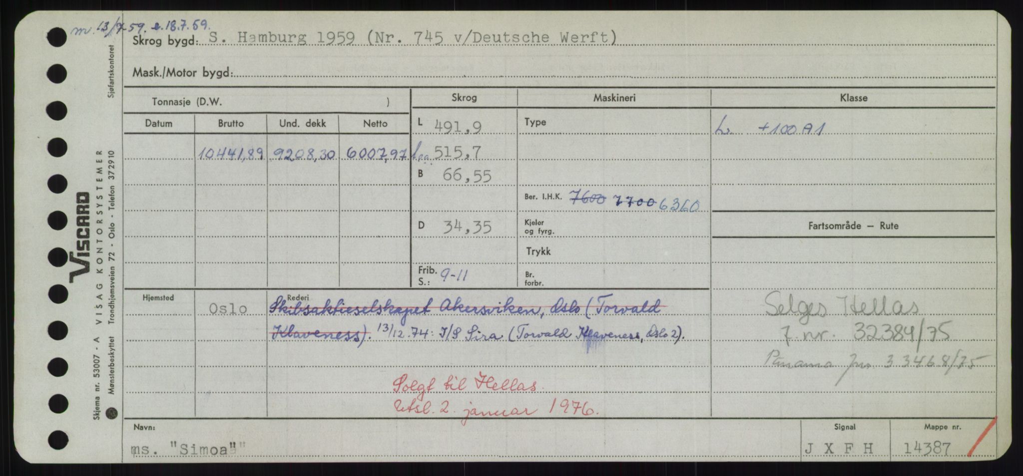 Sjøfartsdirektoratet med forløpere, Skipsmålingen, RA/S-1627/H/Hd/L0033: Fartøy, Sevi-Sjø, p. 183