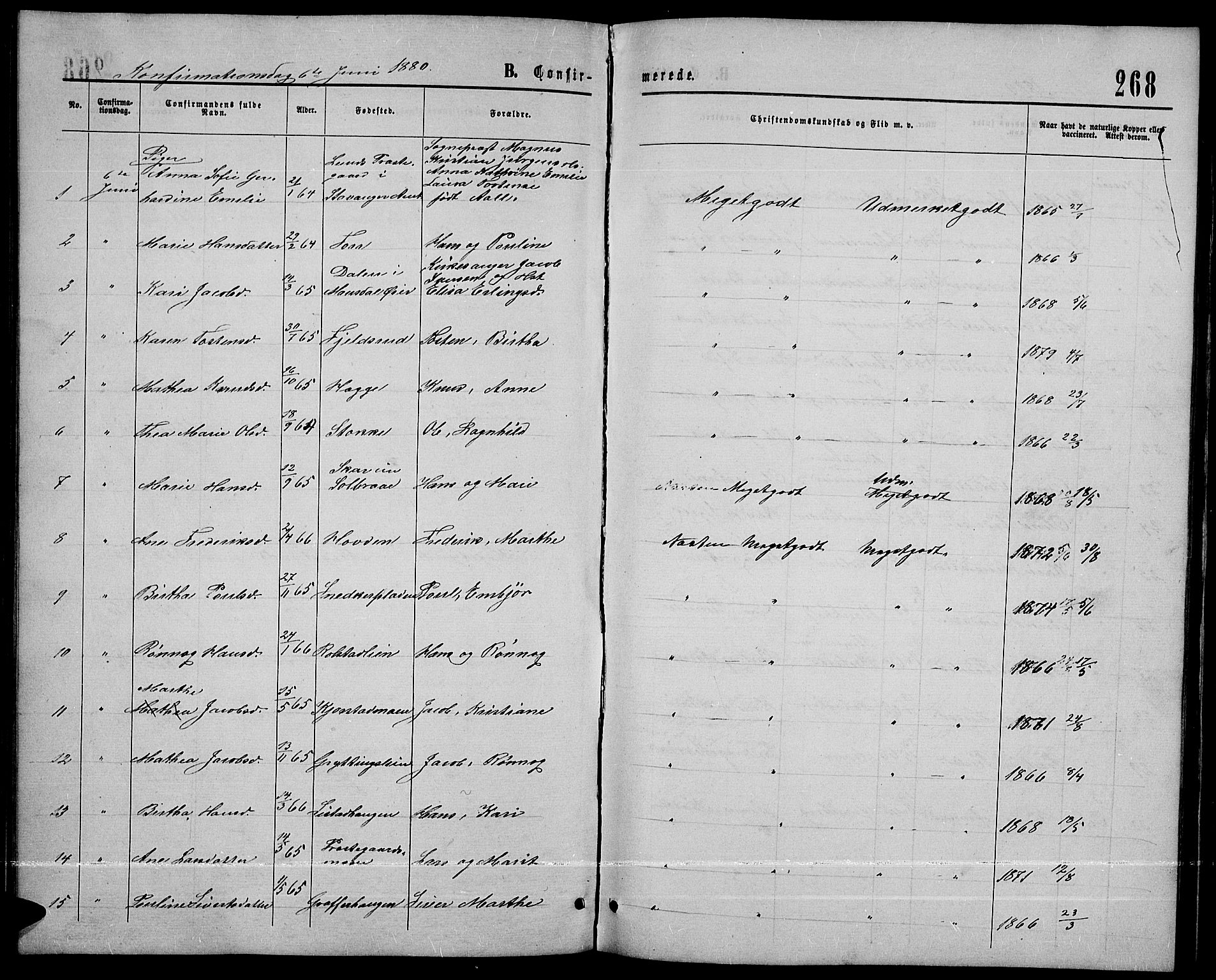 Sør-Fron prestekontor, SAH/PREST-010/H/Ha/Hab/L0002: Parish register (copy) no. 2, 1864-1883, p. 268