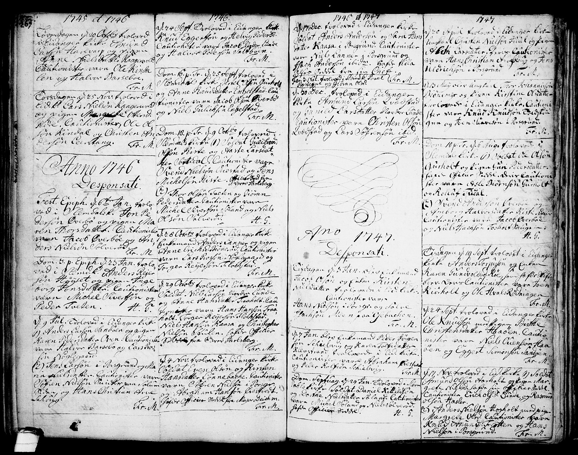 Eidanger kirkebøker, SAKO/A-261/F/Fa/L0004: Parish register (official) no. 4, 1733-1759, p. 267-mangler