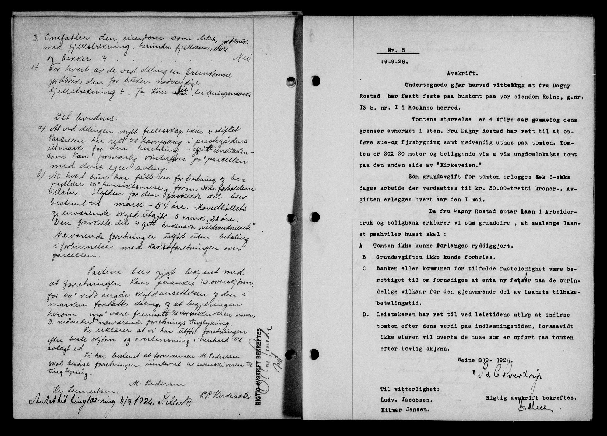 Lofoten sorenskriveri, SAT/A-0017/1/2/2C/L0014b: Mortgage book no. 14b, 1926-1926, Deed date: 09.09.1926