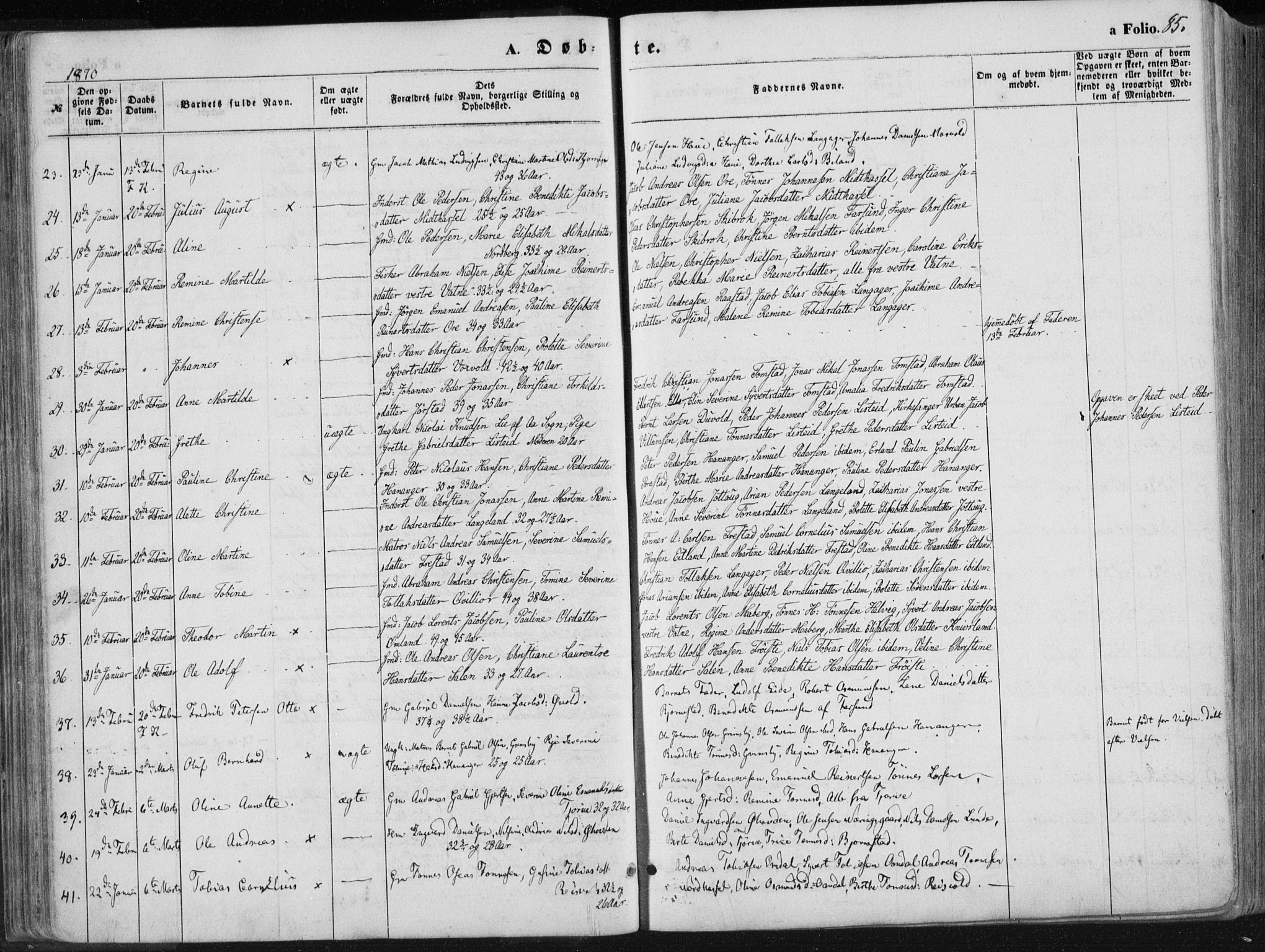 Lista sokneprestkontor, AV/SAK-1111-0027/F/Fa/L0011: Parish register (official) no. A 11, 1861-1878, p. 85