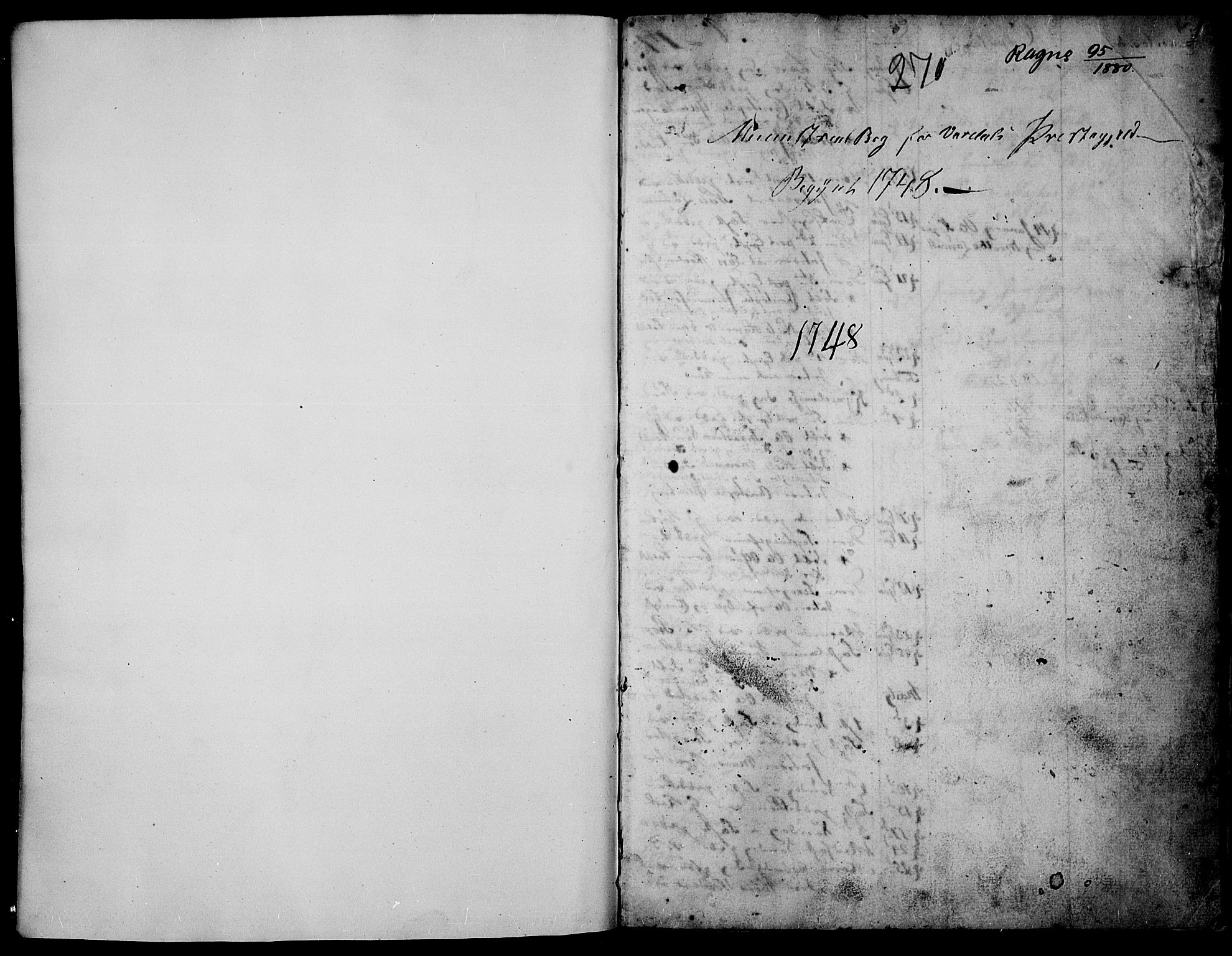 Vardal prestekontor, SAH/PREST-100/H/Ha/Haa/L0002: Parish register (official) no. 2, 1748-1776, p. 0-1