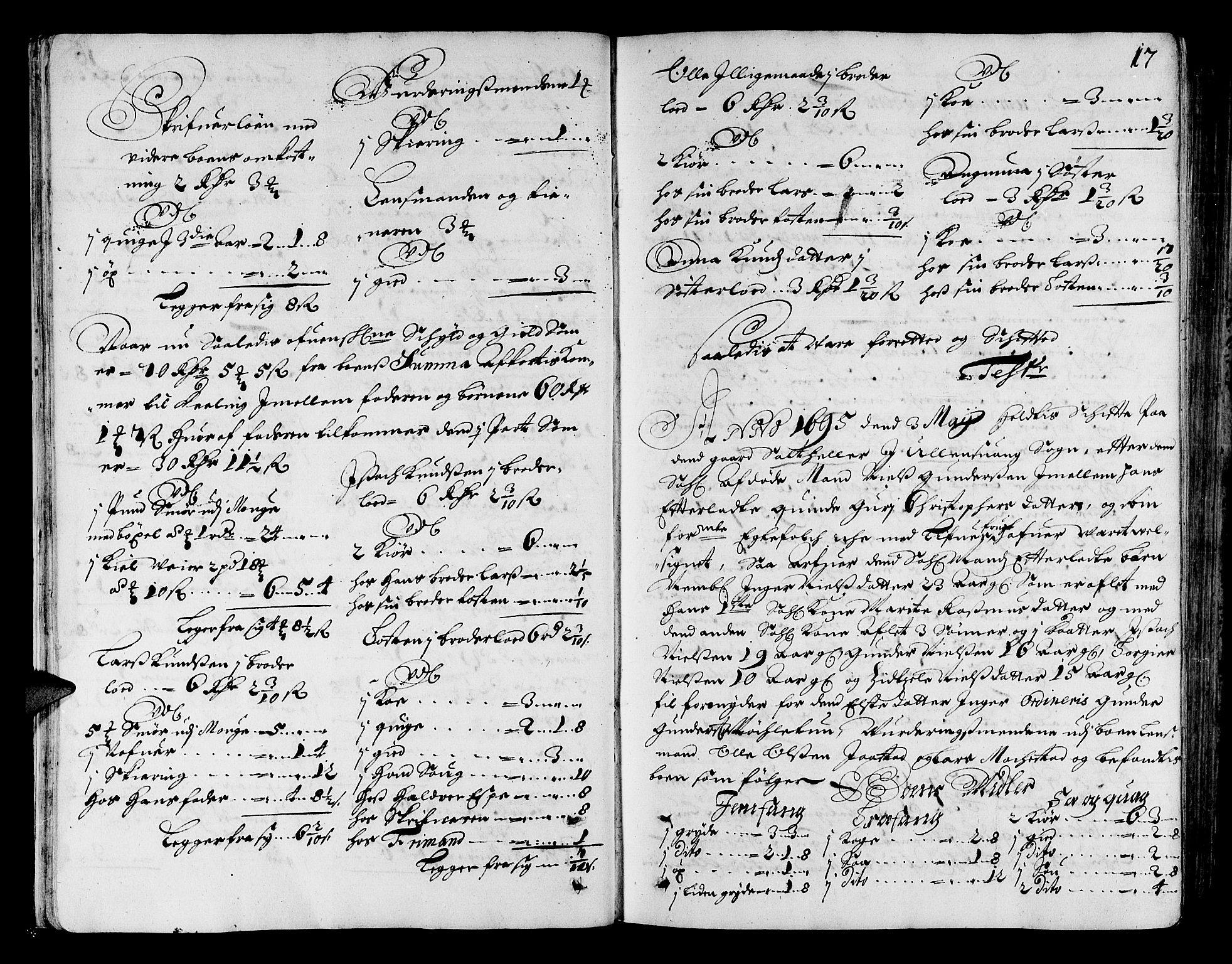 Hardanger og Voss sorenskriveri, AV/SAB-A-2501/4/4A/4Ac/L0001: Skifterettsprotokoll for sorenskriveriet, 1695-1707, p. 16b-17a