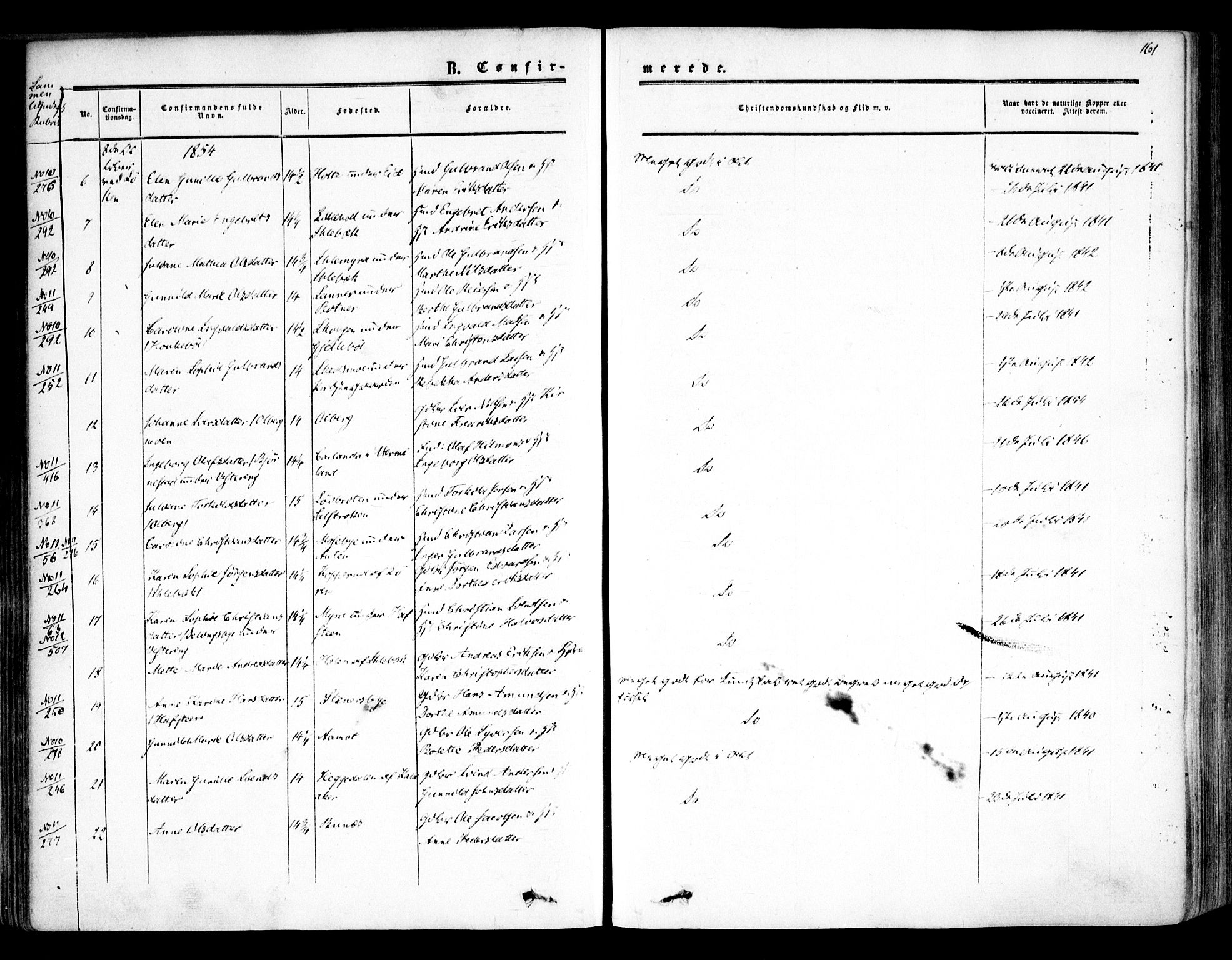 Høland prestekontor Kirkebøker, AV/SAO-A-10346a/F/Fa/L0010: Parish register (official) no. I 10, 1854-1861, p. 161