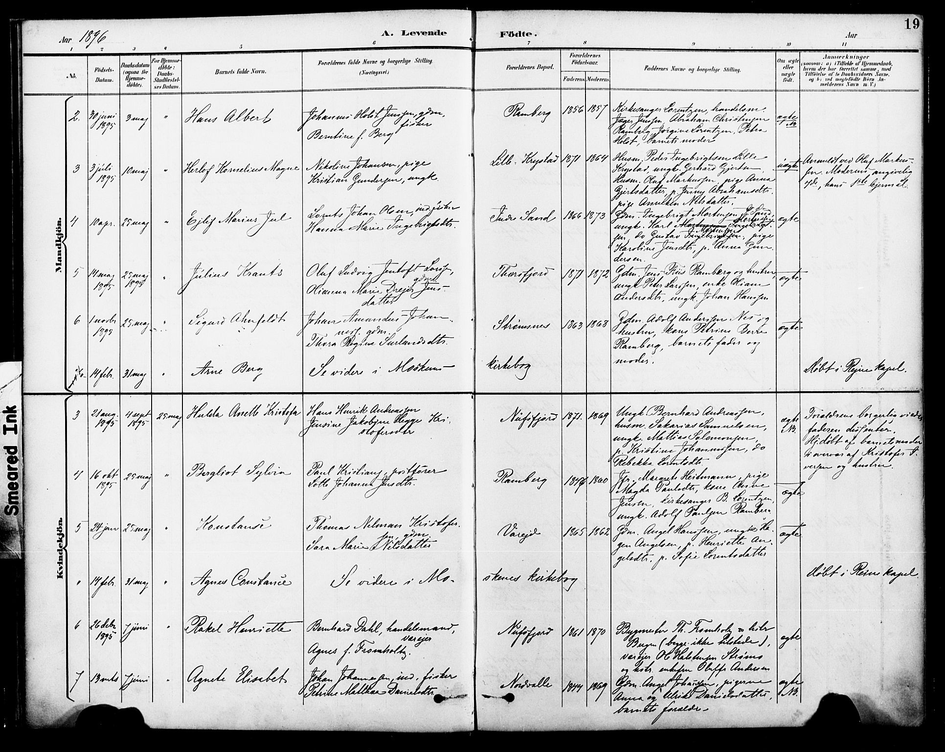Ministerialprotokoller, klokkerbøker og fødselsregistre - Nordland, SAT/A-1459/885/L1205: Parish register (official) no. 885A06, 1892-1905, p. 19