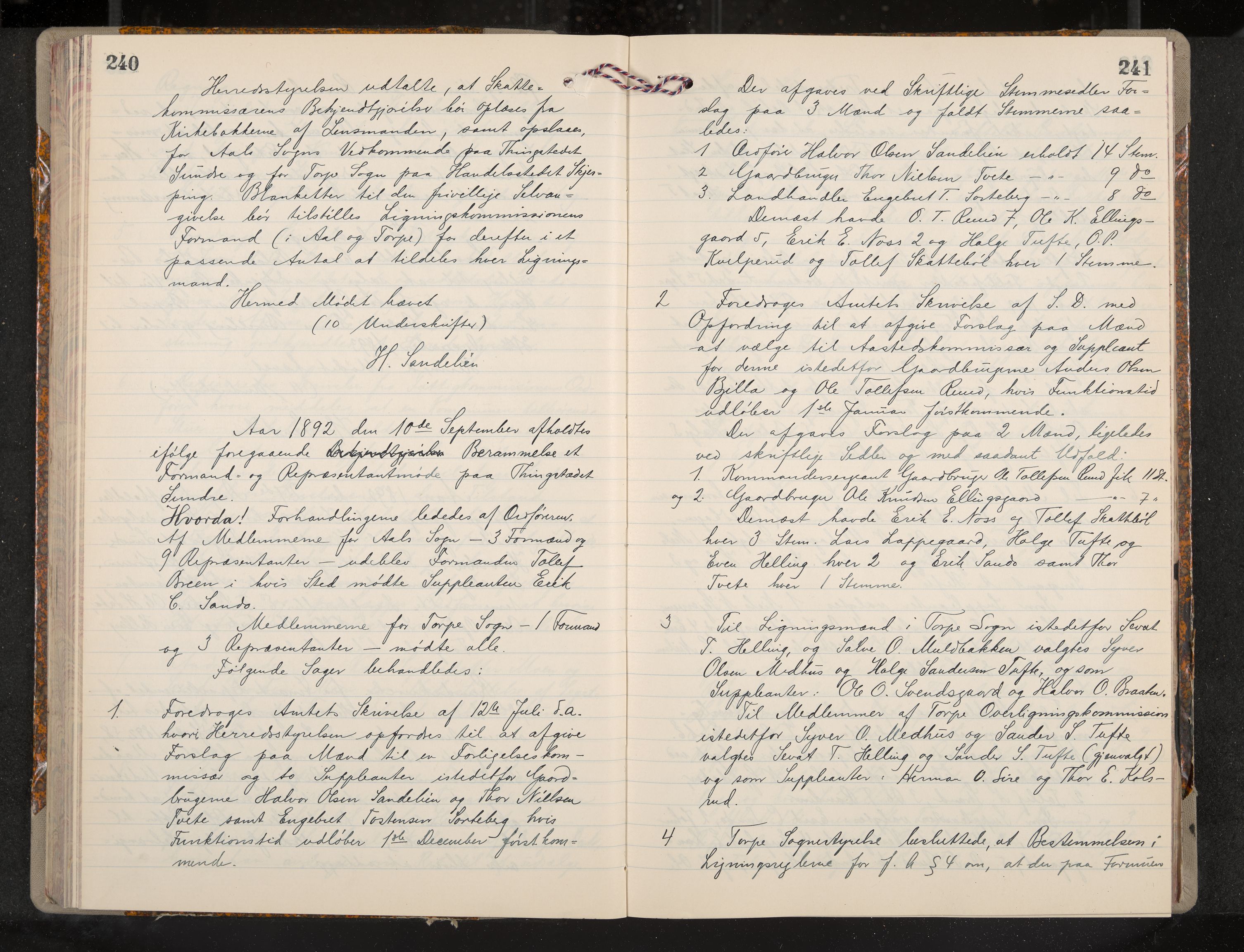 Ål formannskap og sentraladministrasjon, IKAK/0619021/A/Aa/L0004: Utskrift av møtebok, 1881-1901, p. 240-241