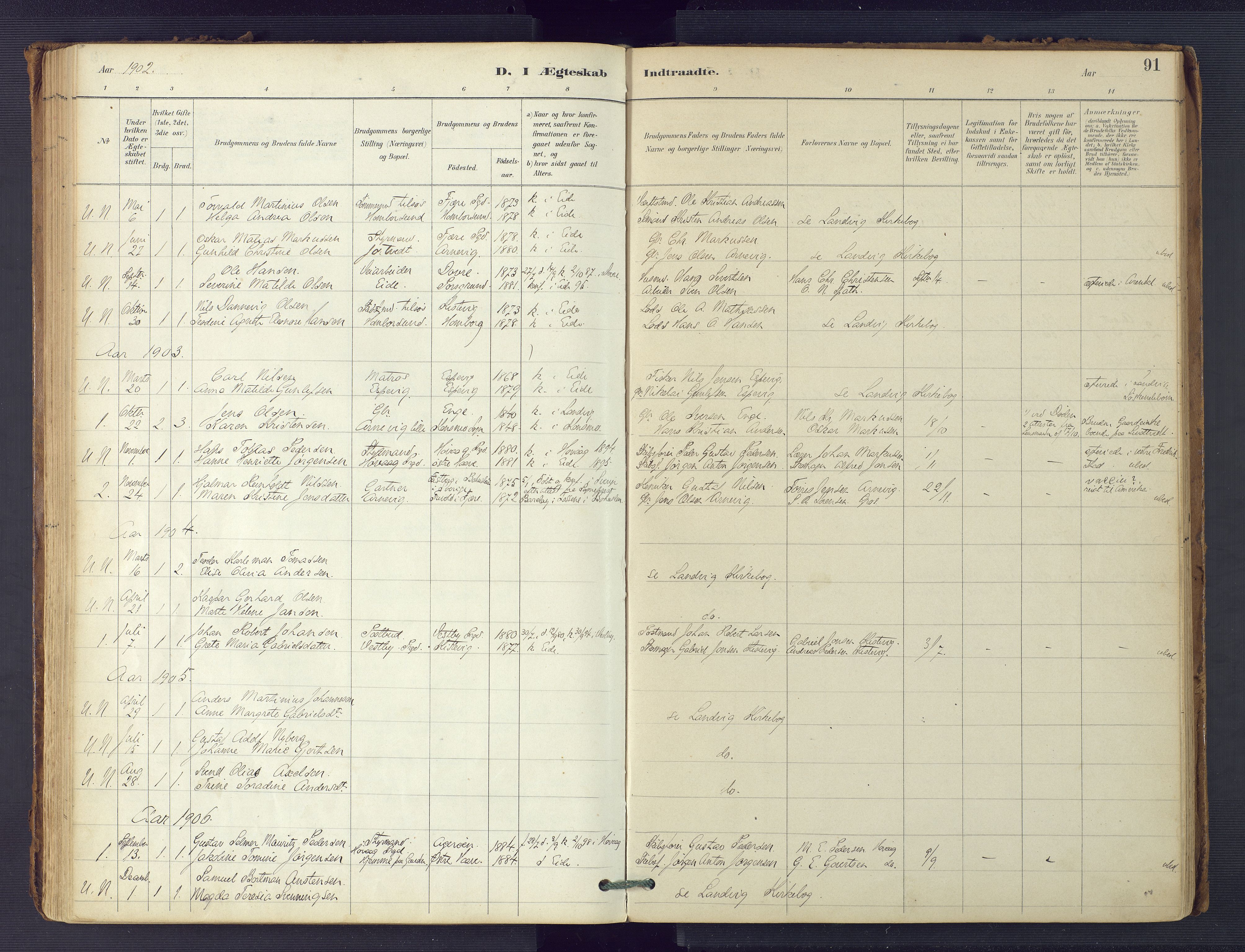 Hommedal sokneprestkontor, SAK/1111-0023/F/Fa/Faa/L0003: Parish register (official) no. A 3, 1885-1916, p. 91