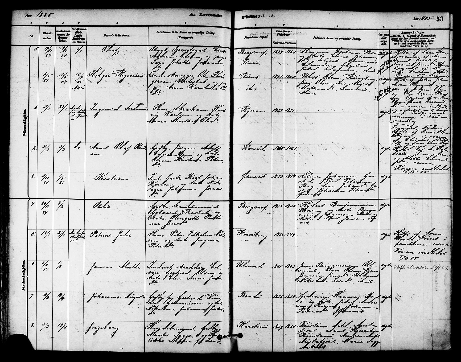 Ministerialprotokoller, klokkerbøker og fødselsregistre - Nord-Trøndelag, SAT/A-1458/786/L0686: Parish register (official) no. 786A02, 1880-1887, p. 53