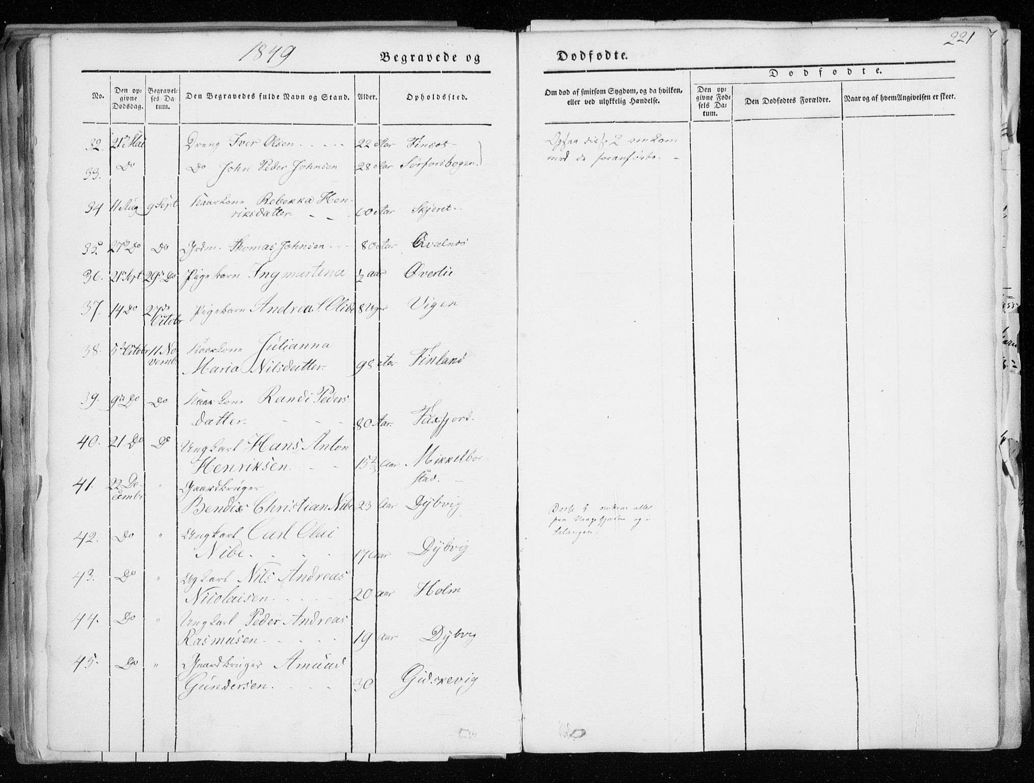 Tranøy sokneprestkontor, SATØ/S-1313/I/Ia/Iaa/L0006kirke: Parish register (official) no. 6, 1844-1855, p. 221